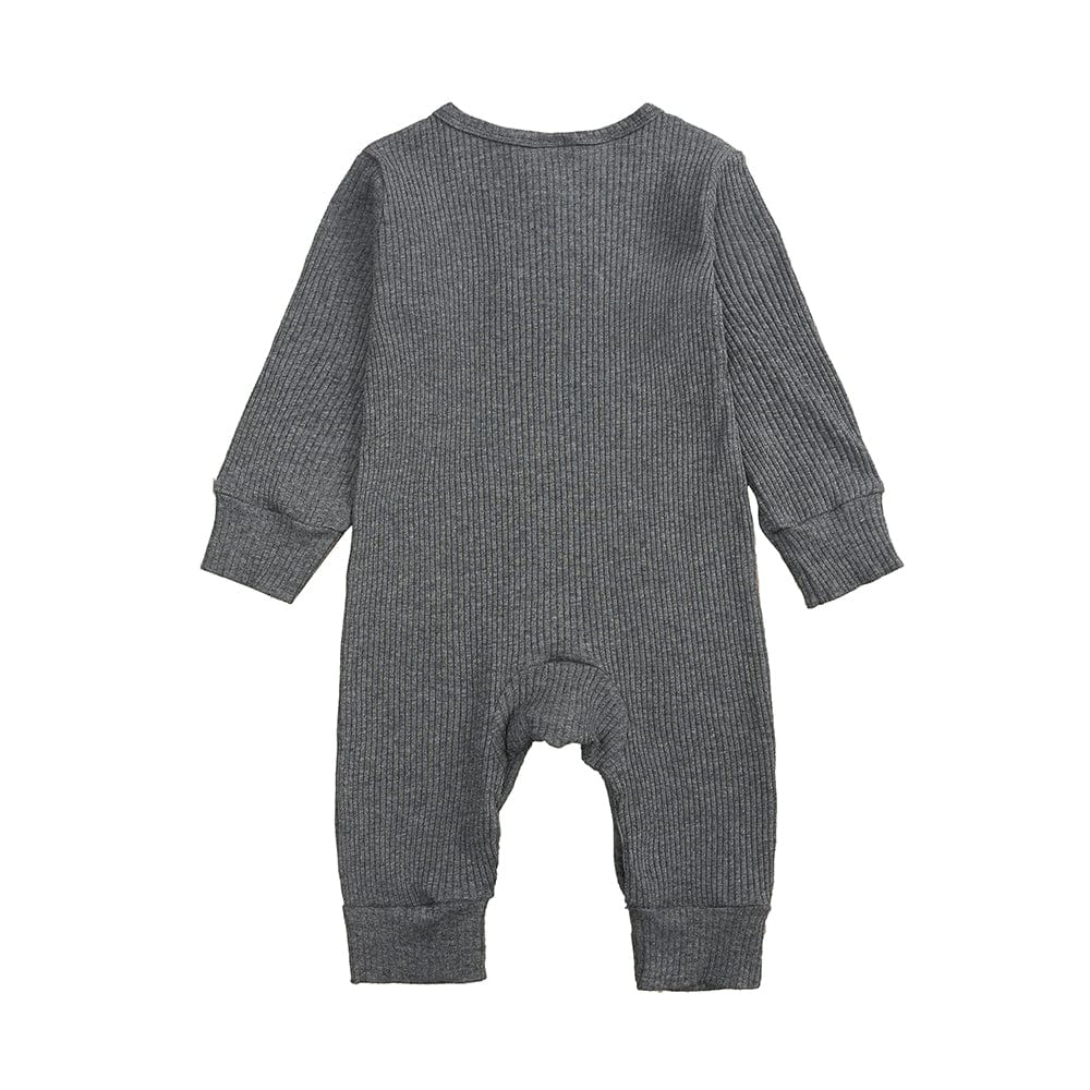Style My Kid Charcoal Henley-Style Baby Sleepsuit (Various Sizes) - Image 3