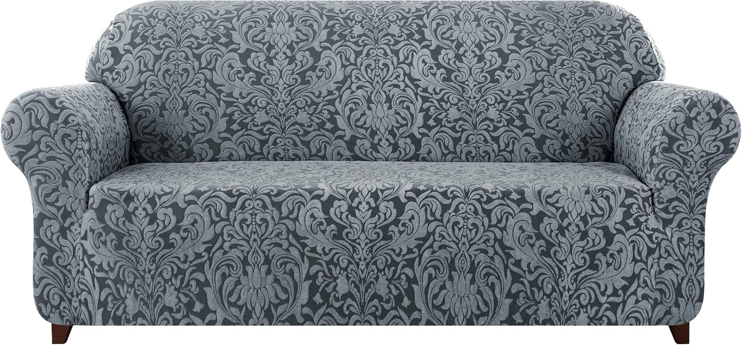 Subrtex 1-piece Elastic Sofa Cover - Grey Green Floral - Image 7