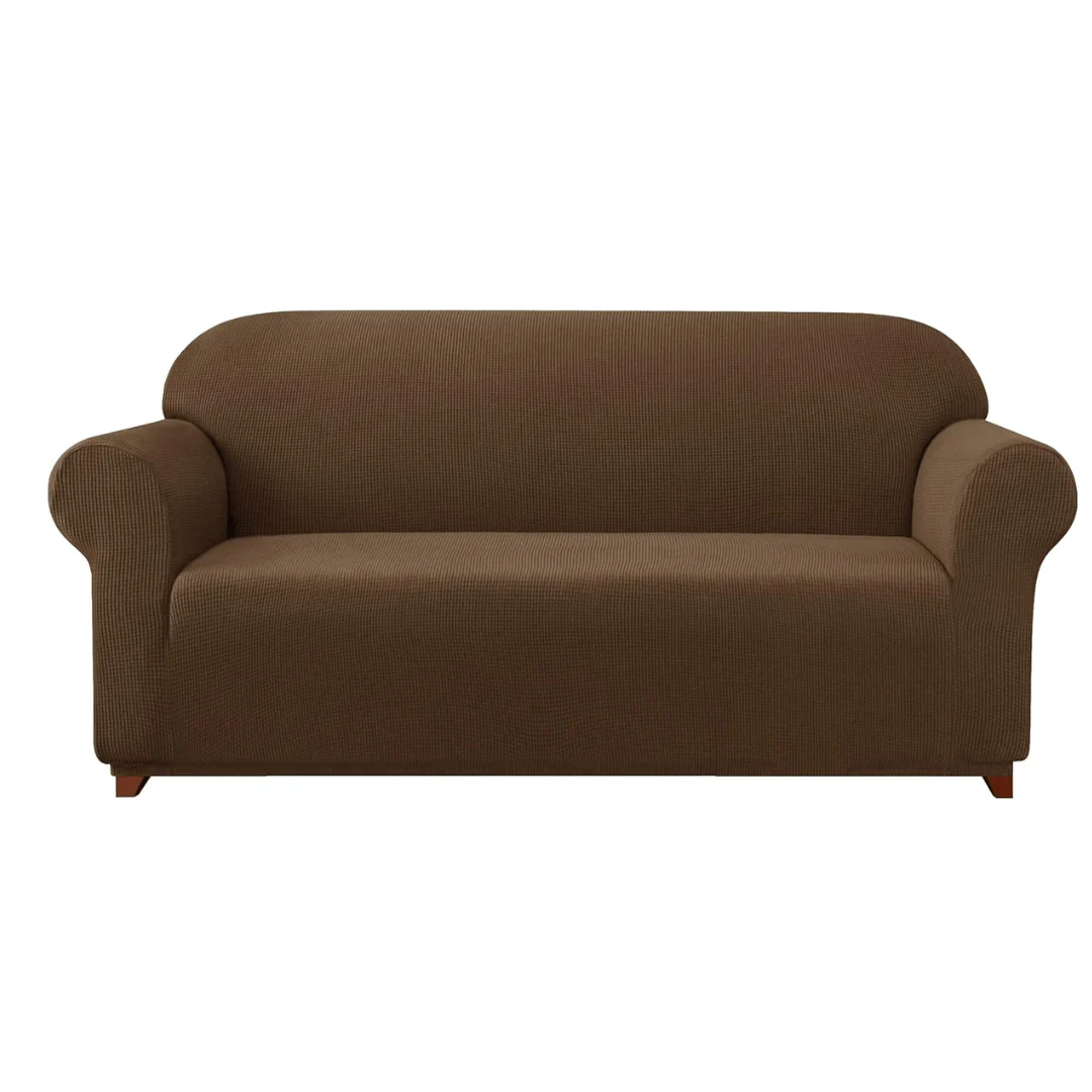 Subrtex 1-Piece Stretch Sofa Cover Spandex Jacquard Fabric Slipcovers - 2 seater, Coffee