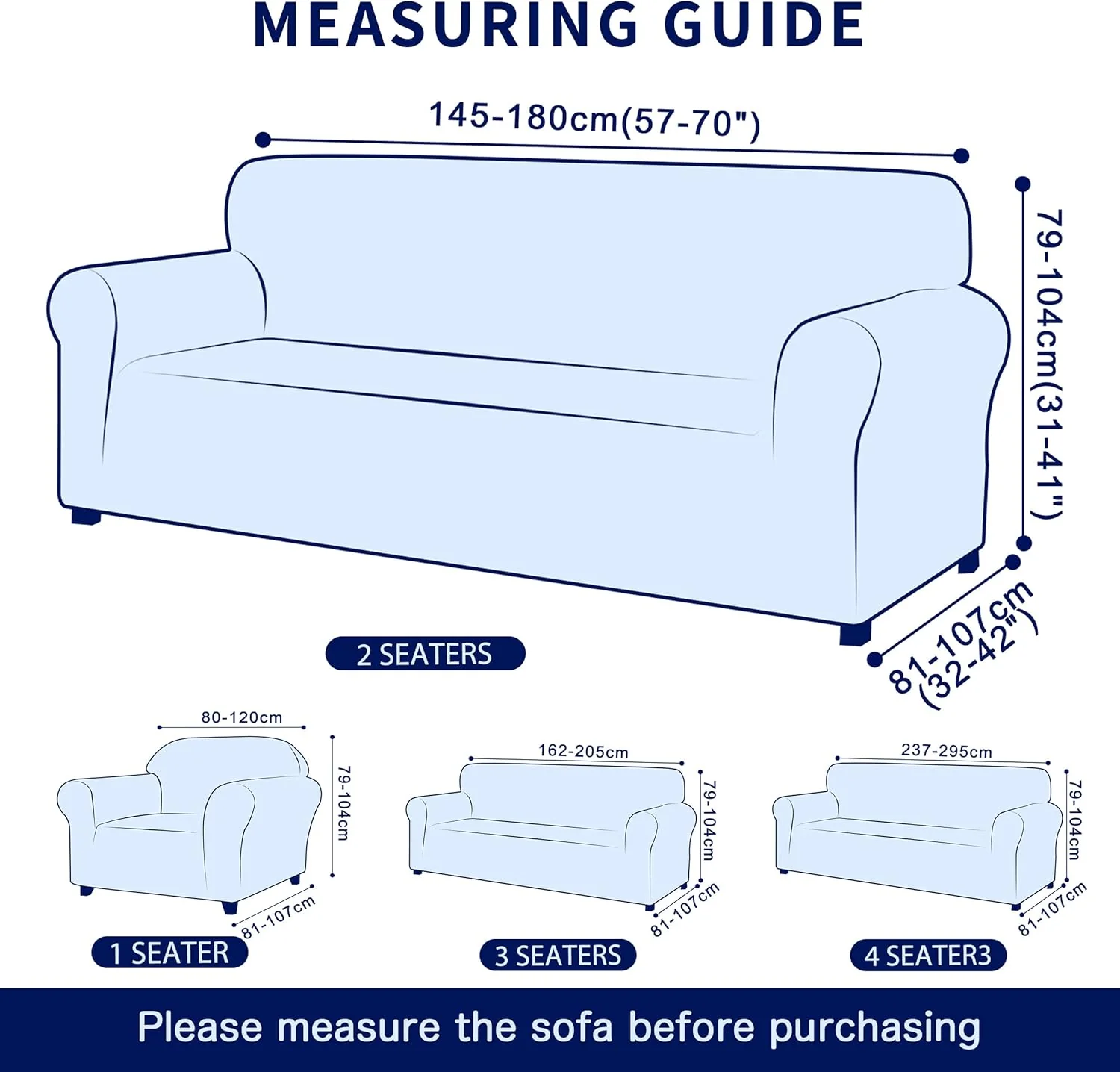 Subrtex 1-Piece Stretch Sofa Cover Spandex Jacquard Fabric Slipcovers - 2 seater, Coffee - Image 5
