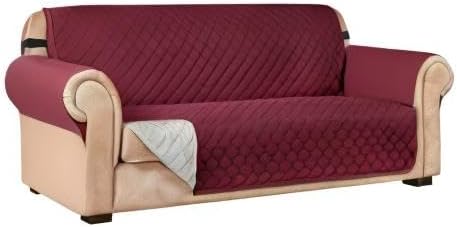 Subrtex Quilted Sofa Cover Reversible Sofa Protector 1,2,3 Seater - (Wine) - Image 8