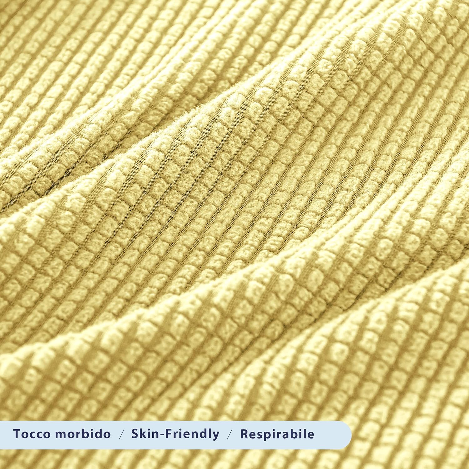 SUBRTEX Thickened Stretch Sofa Cover 1 Piece Cover - Light Yellow - Image 4