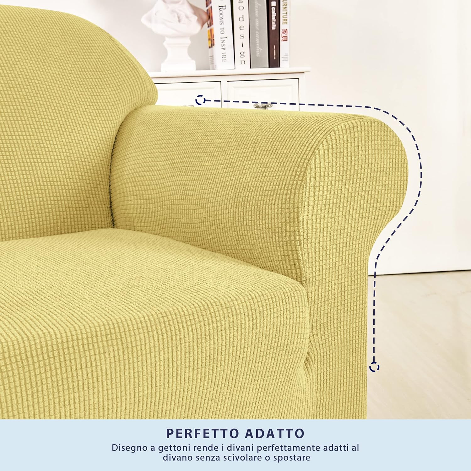 SUBRTEX Thickened Stretch Sofa Cover 1 Piece Cover - Light Yellow - Image 6