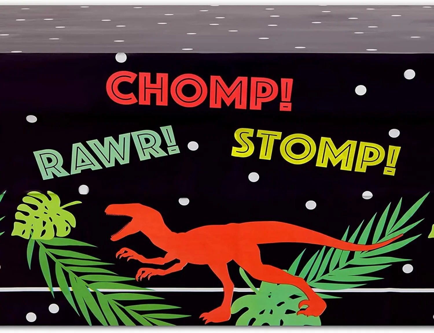 T-Rex Plastic Tablecloth for Dinosaur Birthday Party (Black 54x108in - 3 Pack) - Image 4