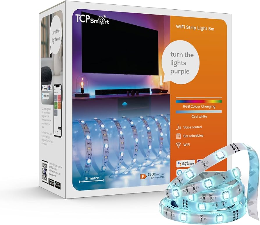 TCP Wifi & Voice Control Colour Strip LED Light 3m