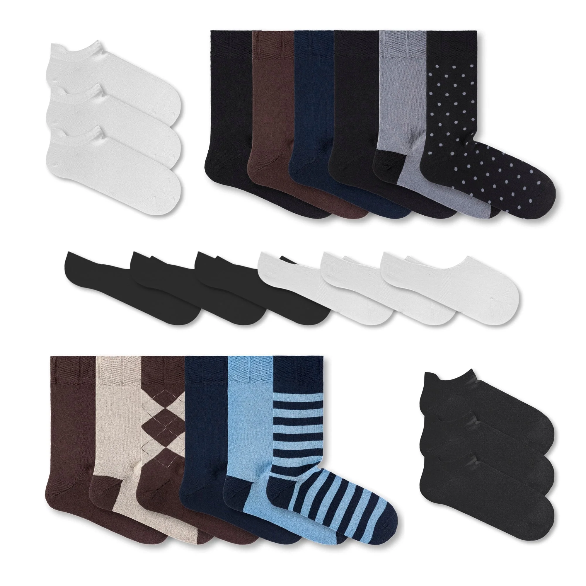 The Four Season Sock Collection - Classic, Ankle & Invisible - 24 pairs