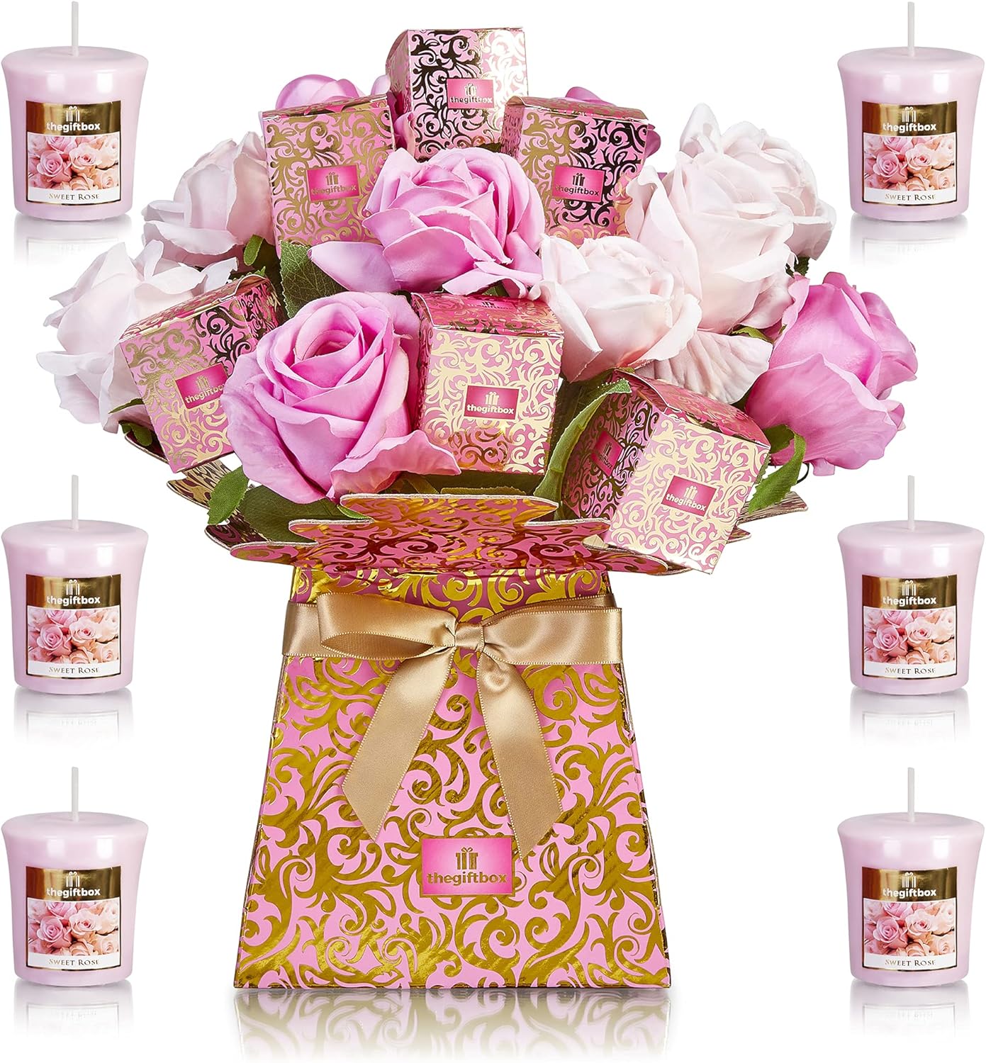 The Gift Box Luxury Candle and Artificial Flower Bouquet - Image 3