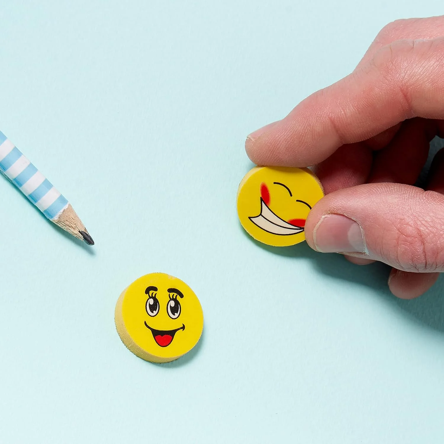 The Twiddlers - 100 Novelty Funny Face Rubber Erasers for Kids & School - Image 3