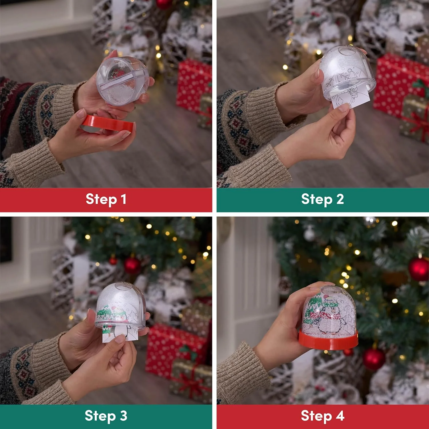 THE TWIDDLERS - 4 DIY Christmas Snowglobes, Christmas Craft Set for Kids - Image 3
