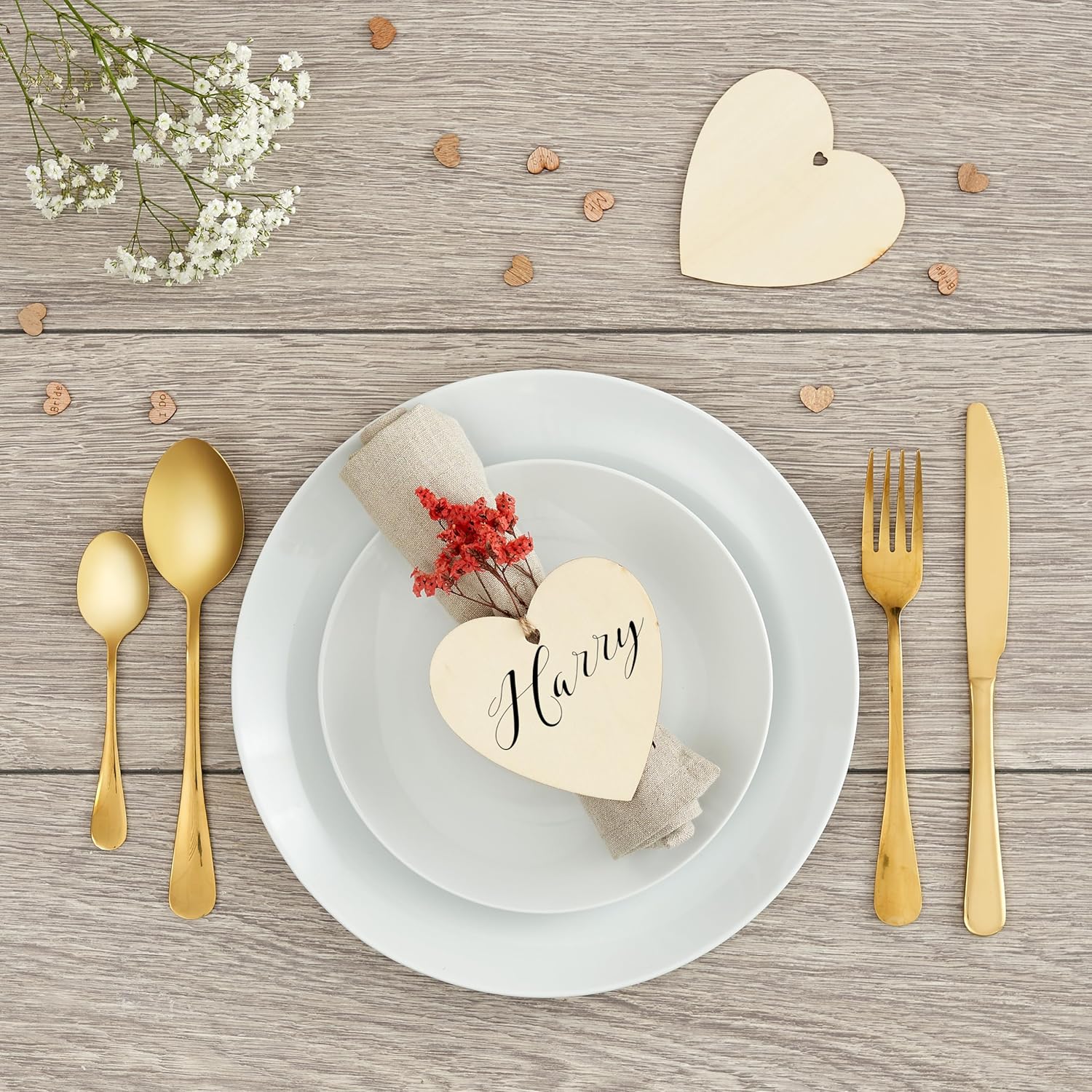 THE TWIDDLERS - 50 Blank Wooden Hearts for Crafting with String 10cm - Image 3