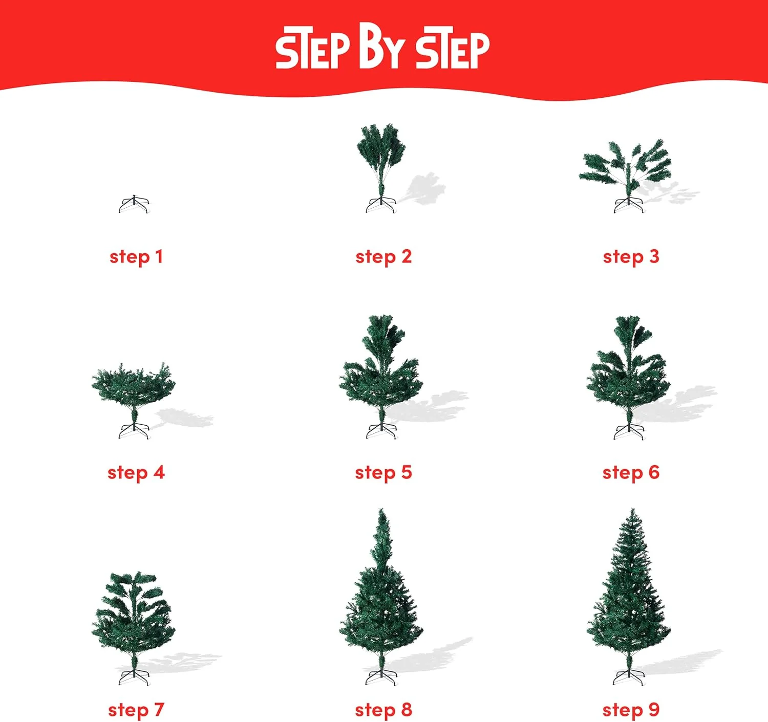 THE TWIDDLERS - 6ft / 1.8m Green Christmas Tree - Strong Metal Stand, 600 Tips - Image 2