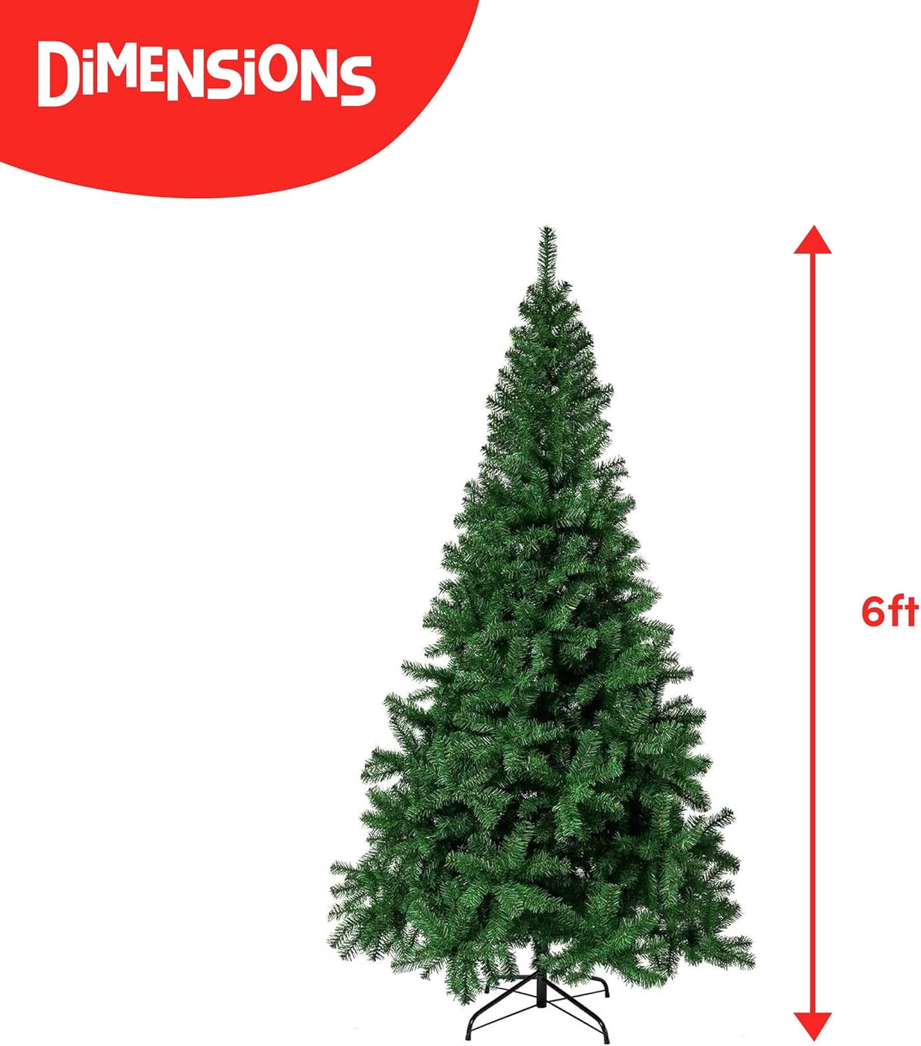 THE TWIDDLERS - 6ft / 1.8m Green Christmas Tree - Strong Metal Stand, 600 Tips - Image 6