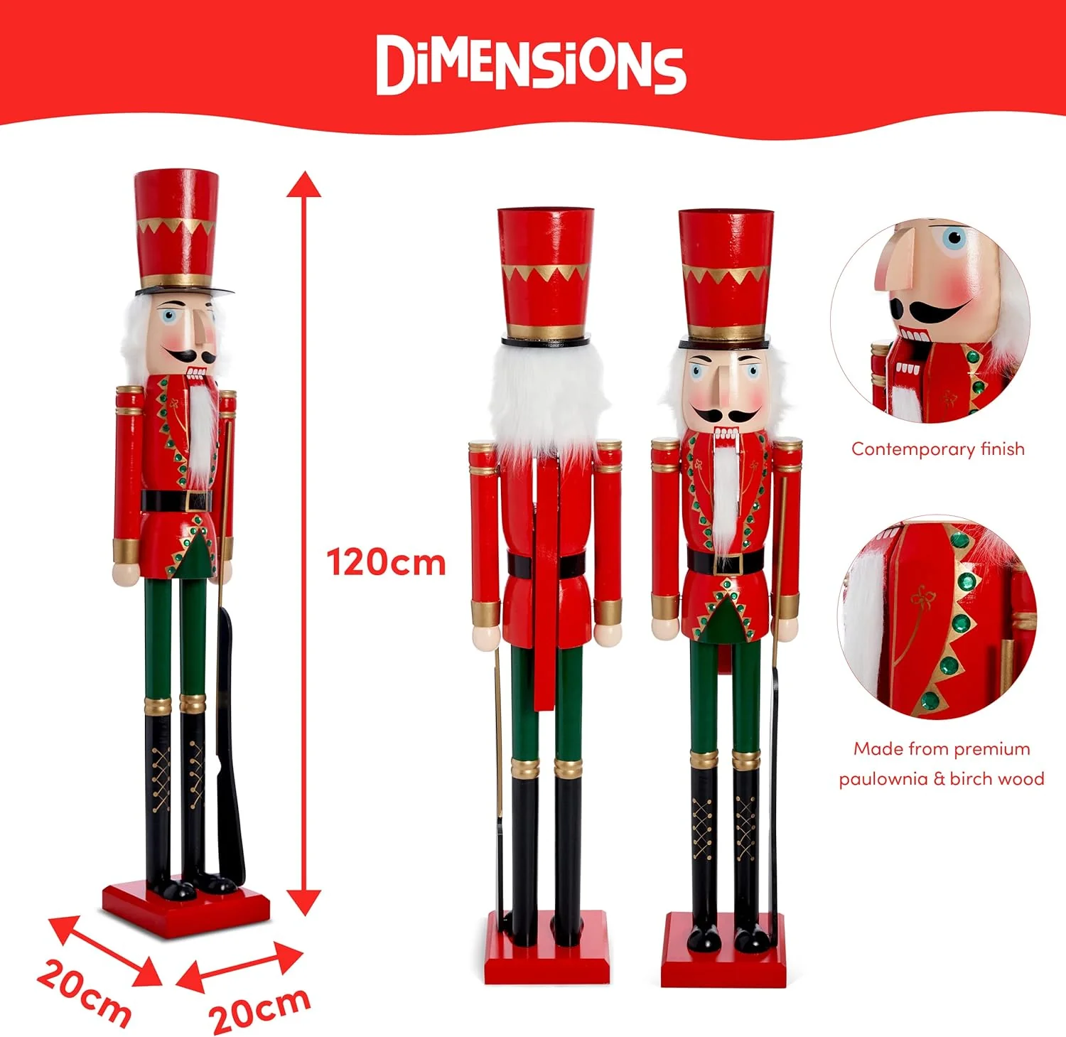 THE TWIDDLERS - Giant Christmas Nutcracker Soldier Decoration, 120cm/4ft - Image 4