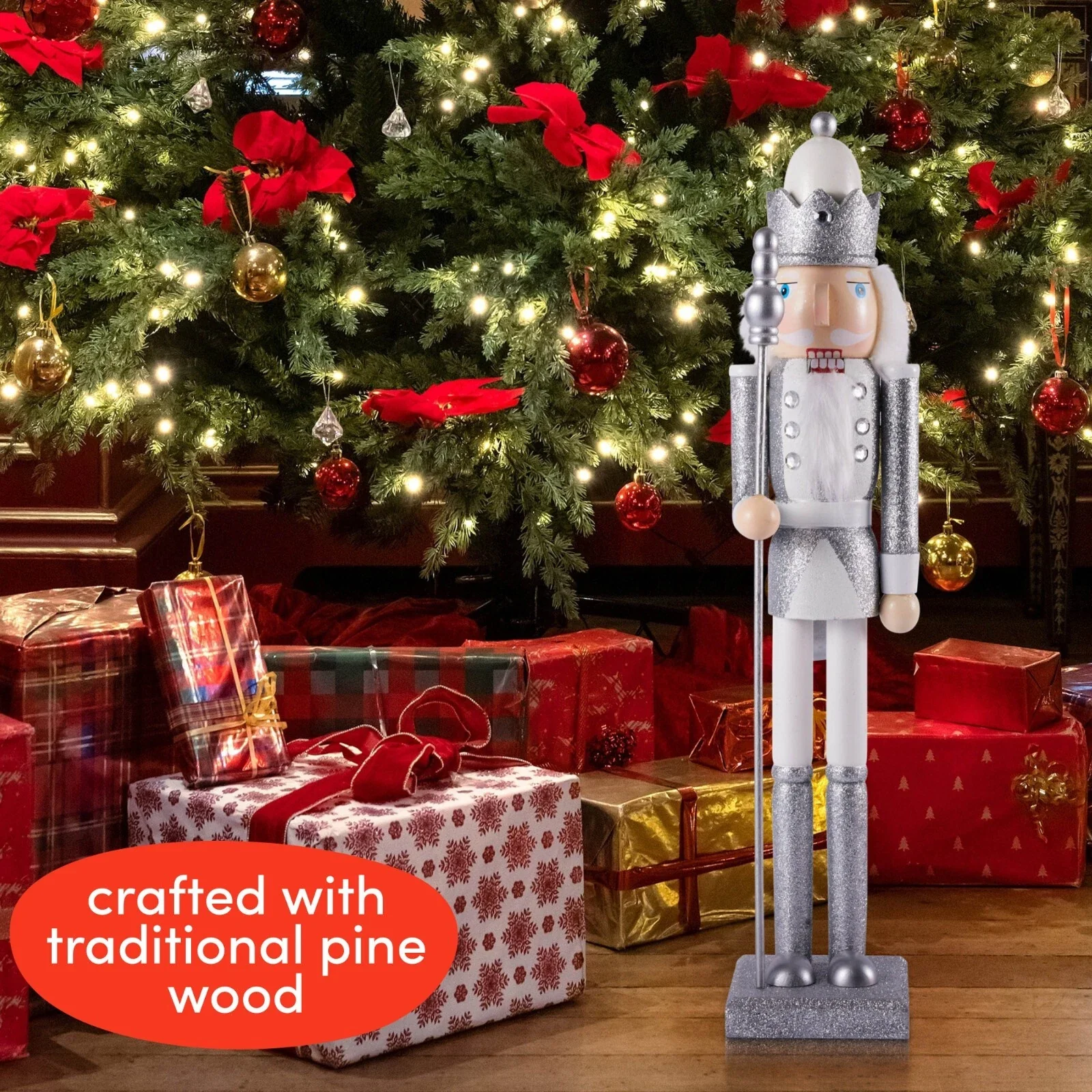 THE TWIDDLERS - Large Silver Christmas Nutcracker Soldier Ornament, 50cm - Image 4