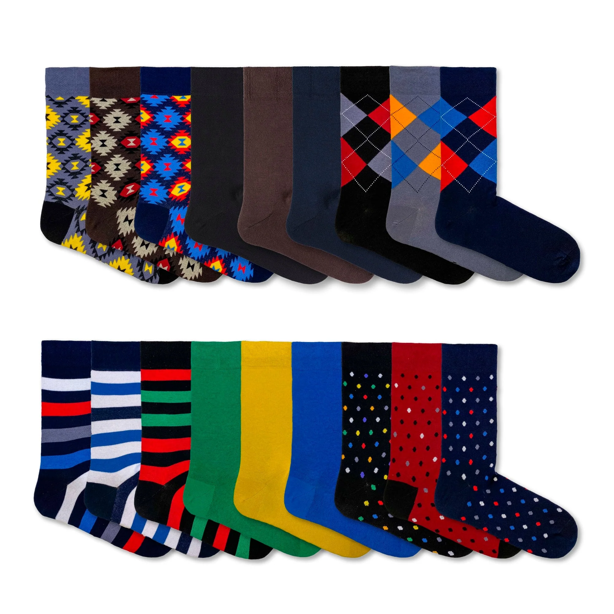 The Mixed Pattern Cotton Sock Collection- 18 pairs