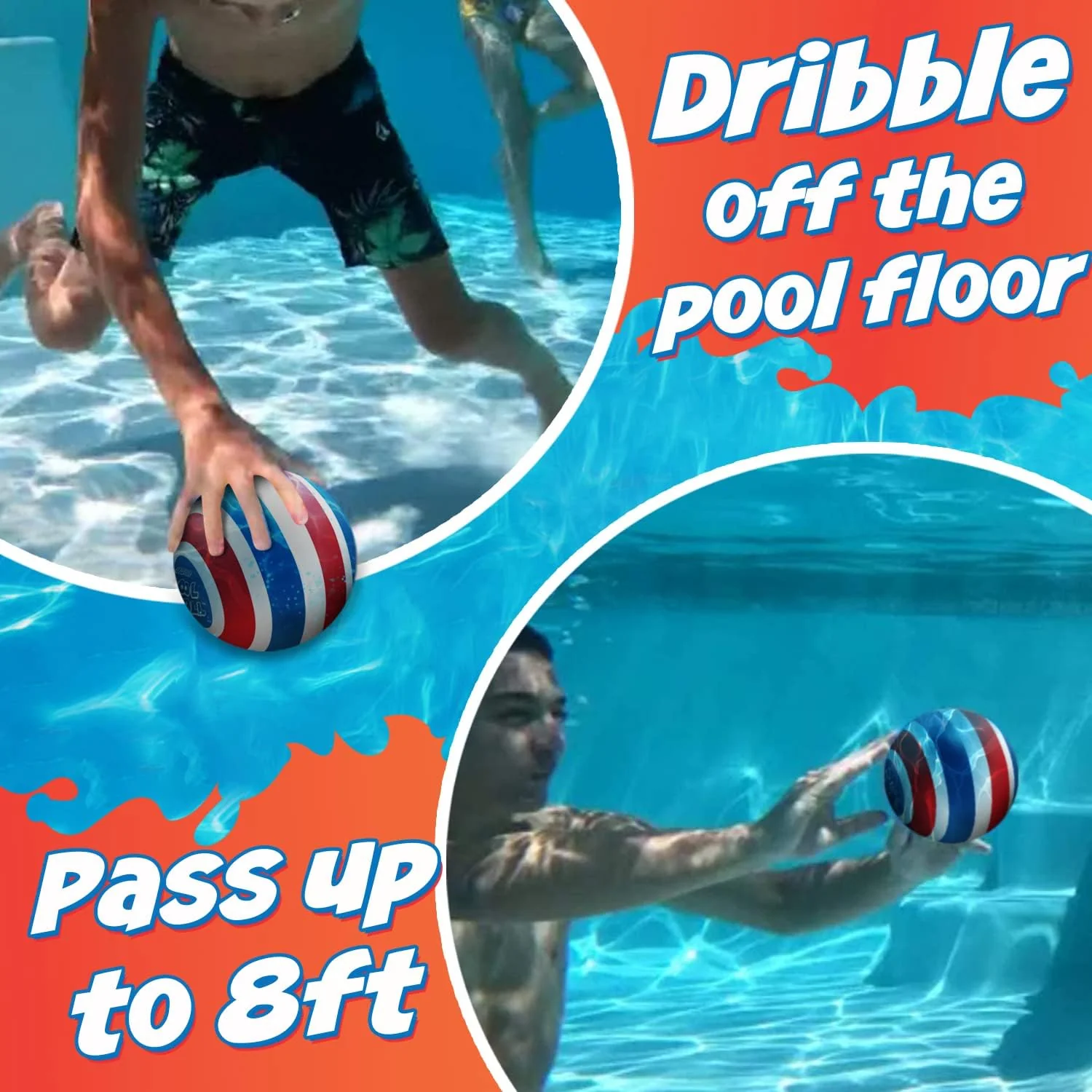 The Ultimate Pool Ball in Red/Blue - Fill with Water for Underwater Games (6+YRS) - Image 3