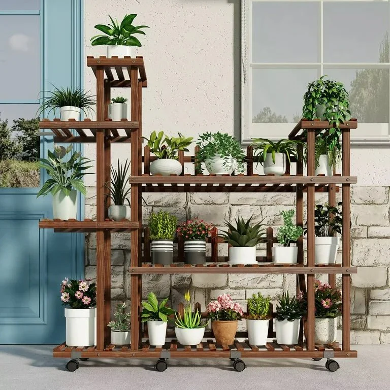 Tikea Large Wooden Plant Stand Indoor Outdoor - Image 3