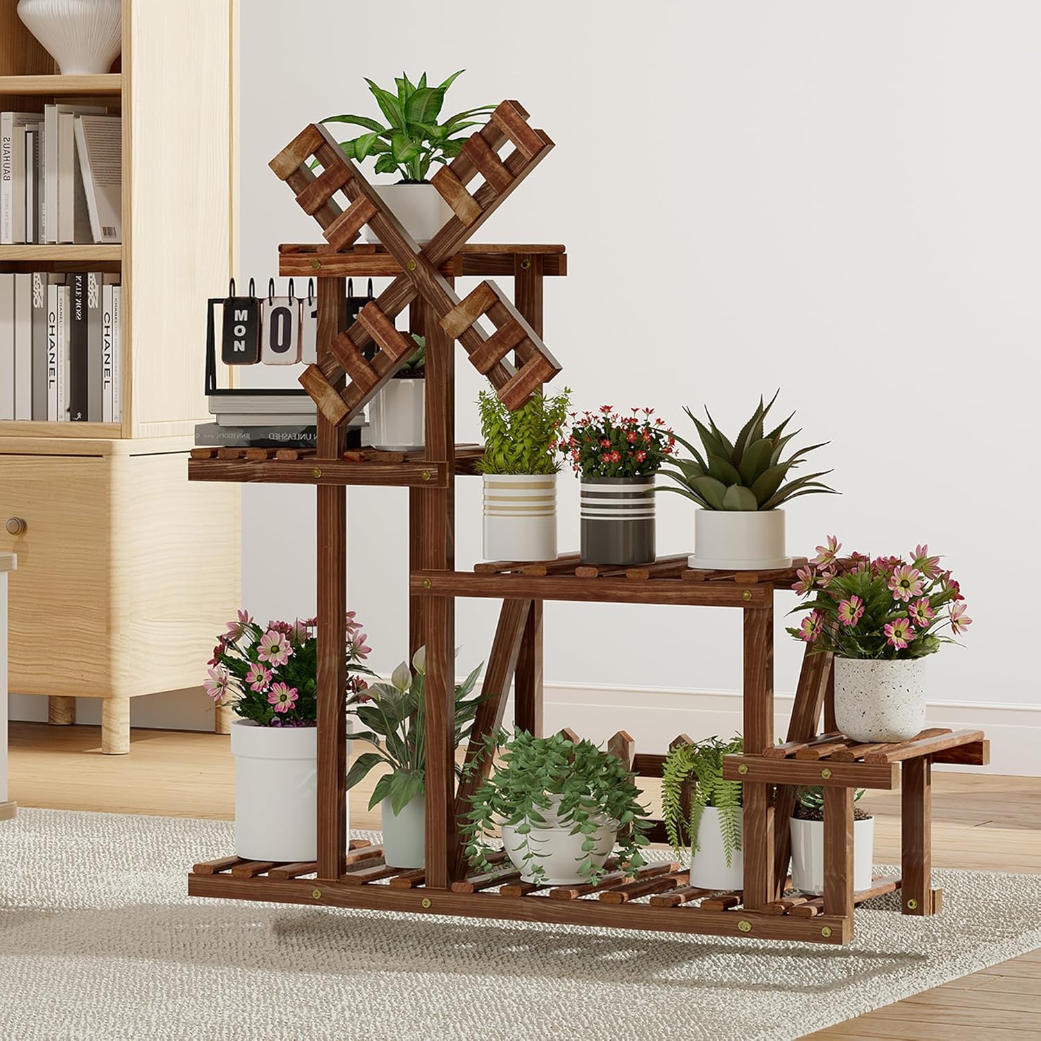 Tikea Large Wooden Plant Stand Indoor Outdoor - Image 6