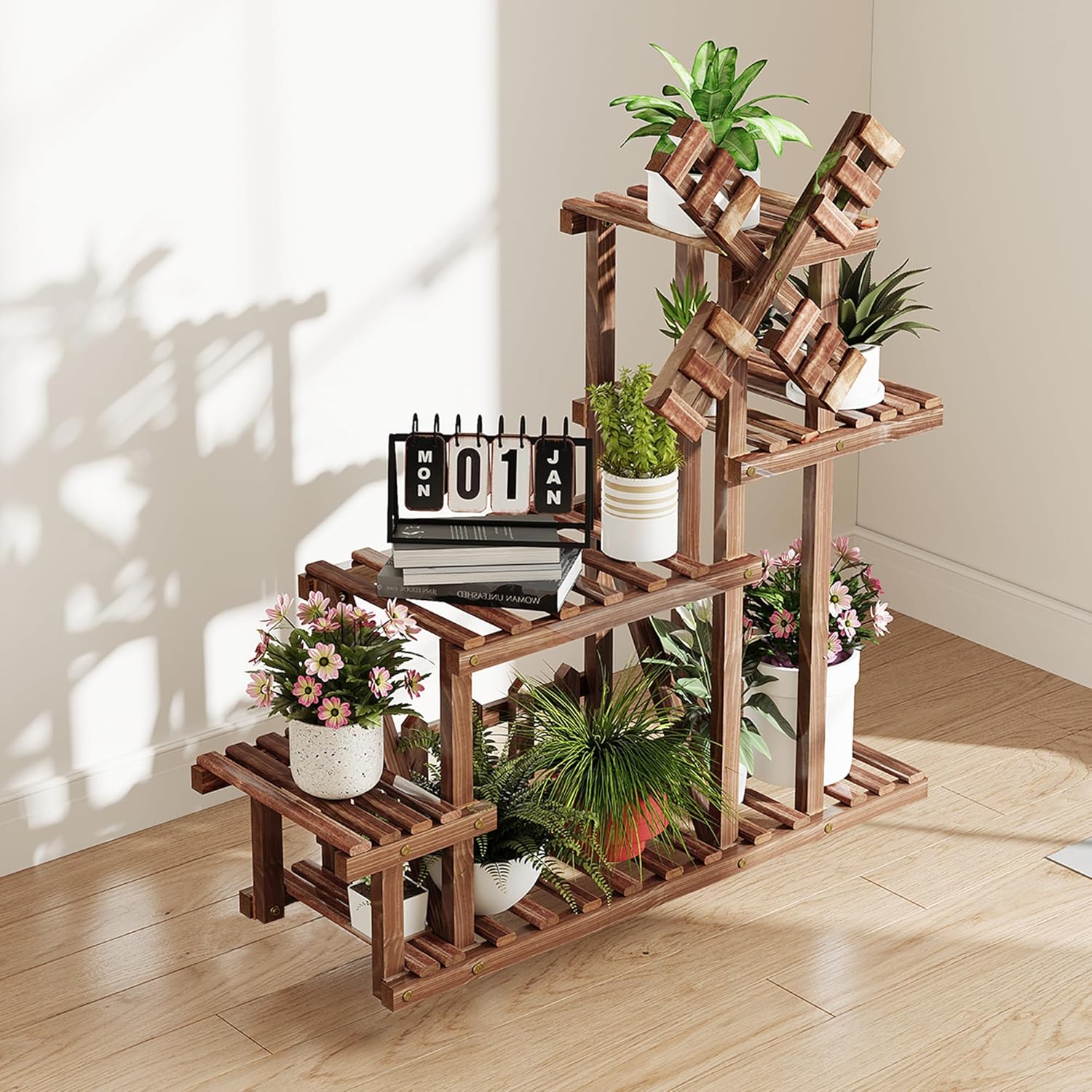 Tikea Large Wooden Plant Stand Indoor Outdoor - Image 8