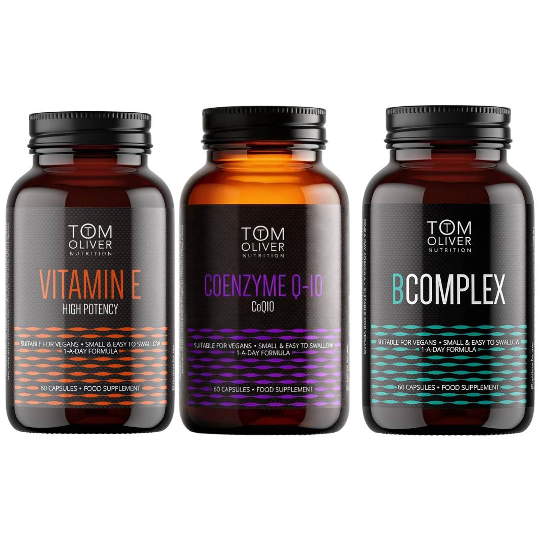 Tom Oliver Nutrition Energy & Antioxidant Support Bundle – CoQ10, B-Complex & Vitamin E