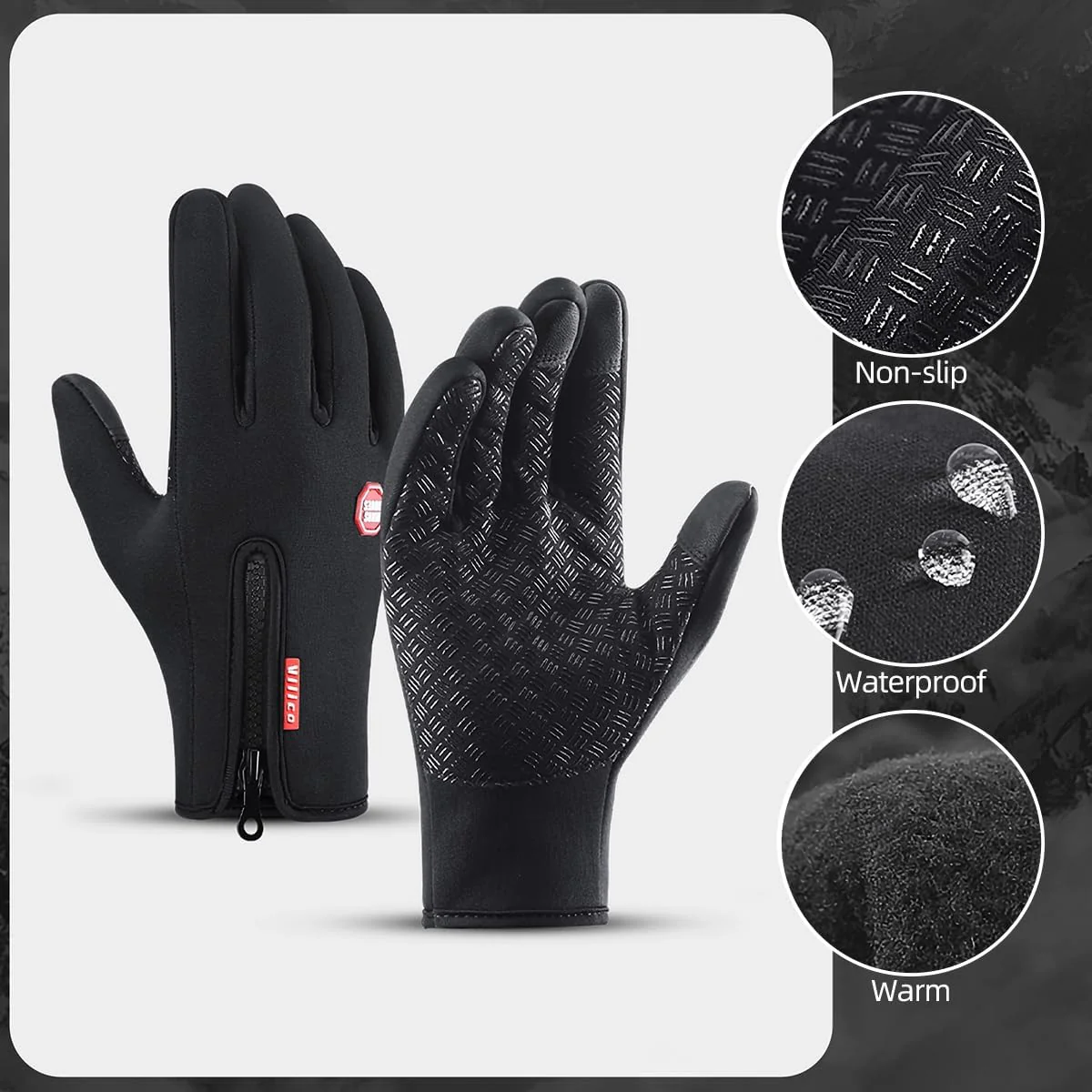 Touch Screen Anti-slip Thermal Winter Gloves for Running, Cycling (Large) - Image 2