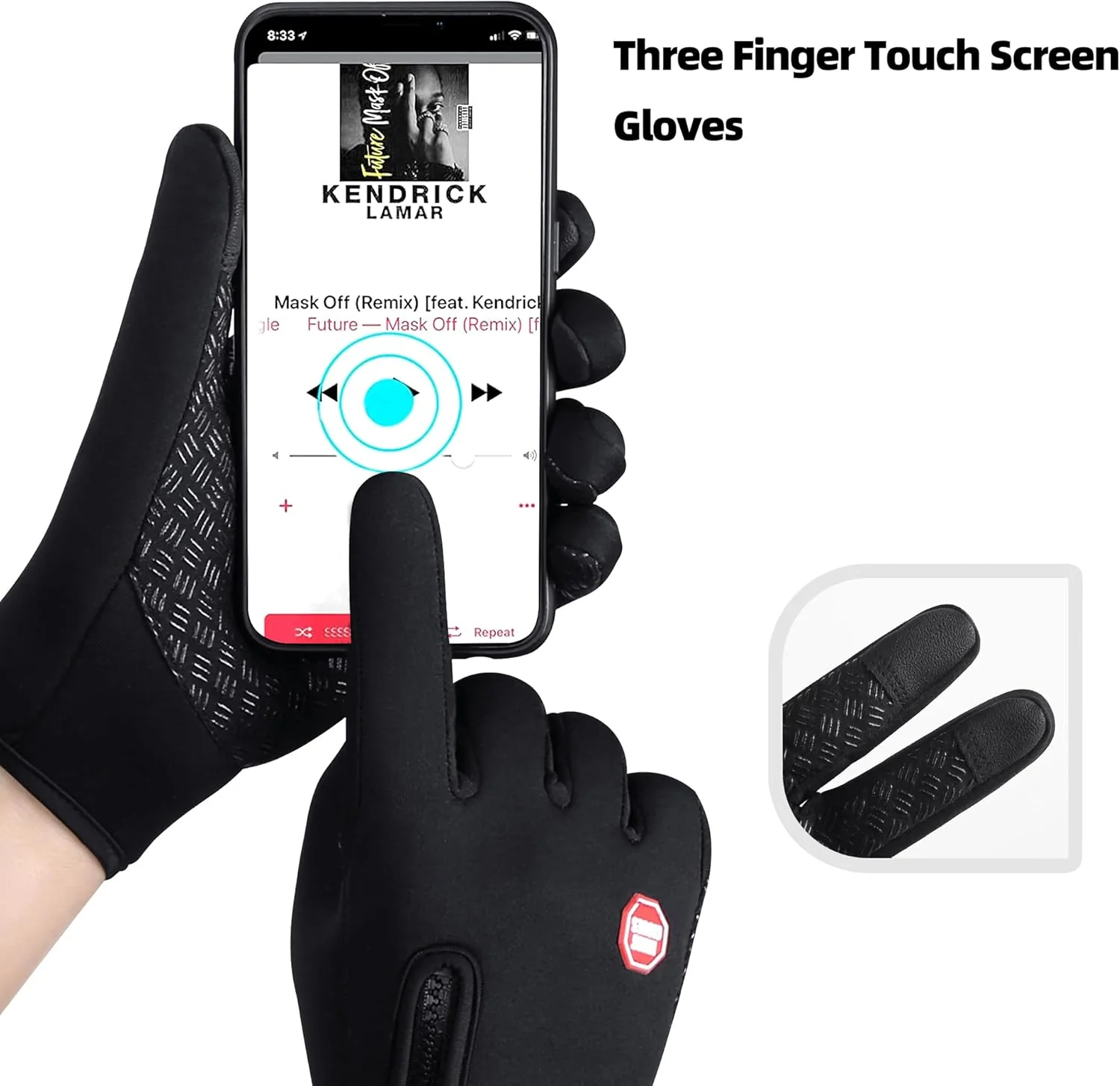 Touch Screen Anti-slip Thermal Winter Gloves for Running, Cycling (Large) - Image 4
