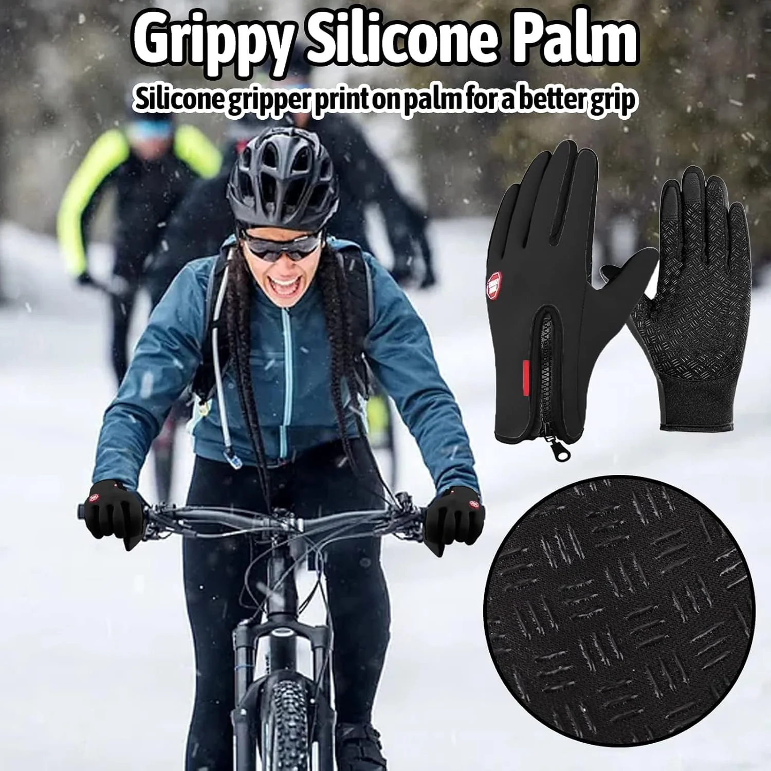 Touch Screen Anti-slip Thermal Winter Gloves for Running, Cycling (Large) - Image 6