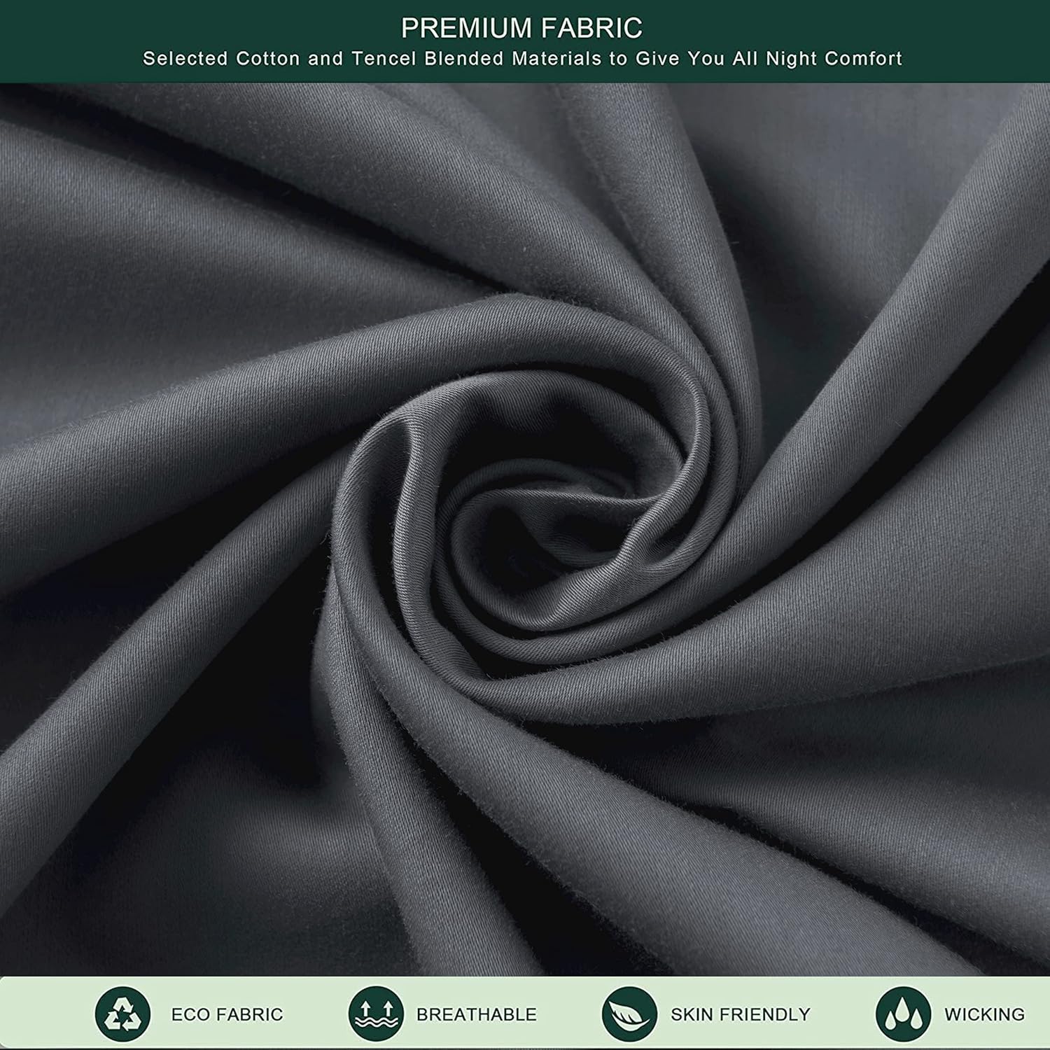 TOYABR Double Duvet Cover Set 3 Piece Bedding - Grey (200x200cm,50x75x2) - Image 2