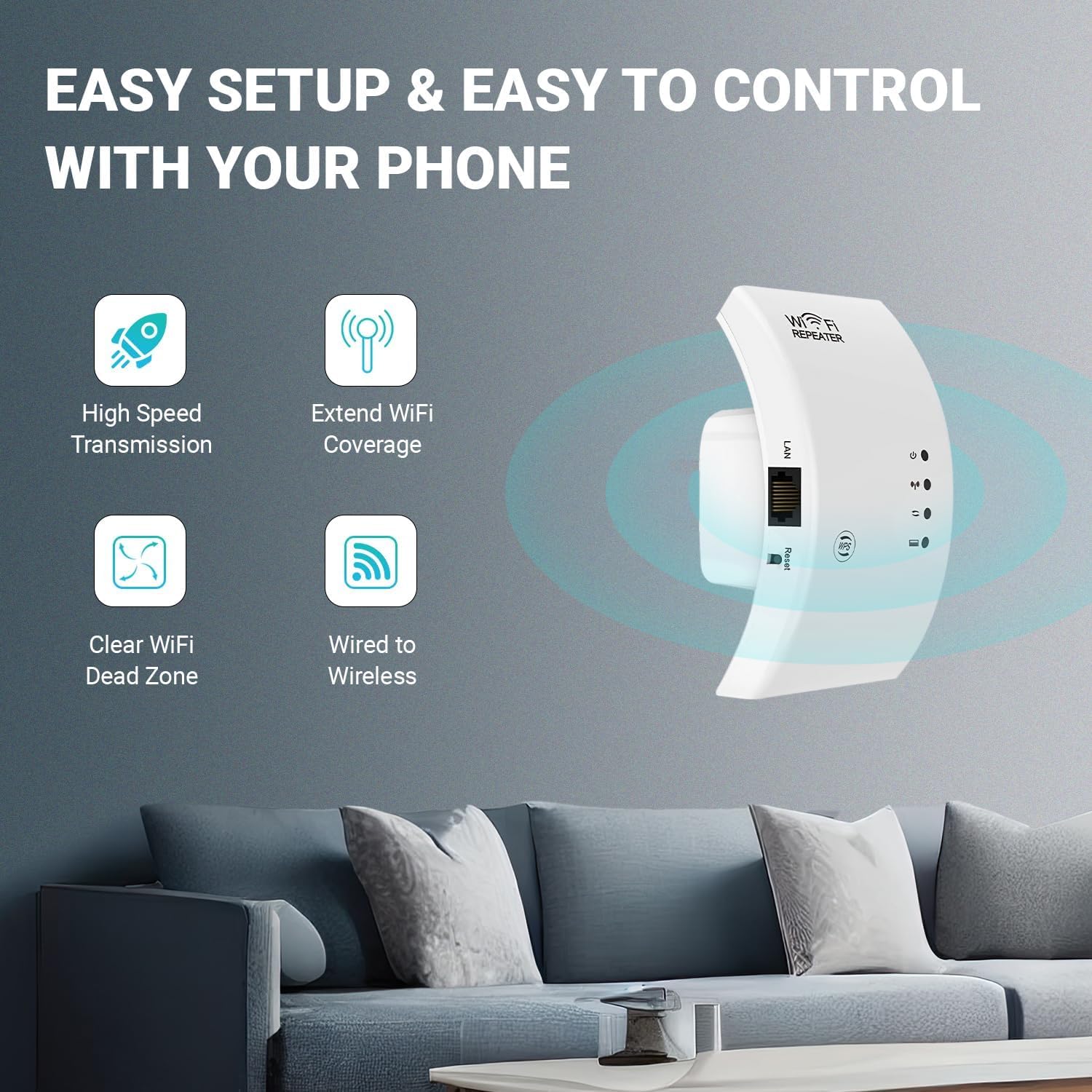 Trenzu WiFi Range Extender for Home/Office - 300Mbps Internet Booster - Image 3