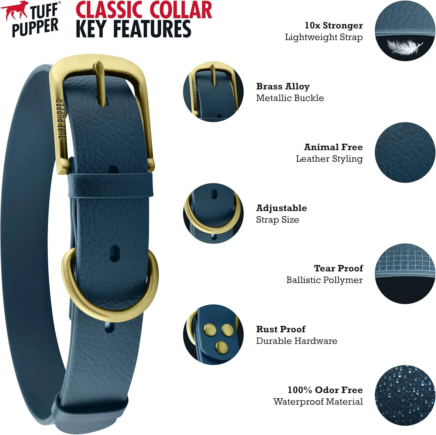 Tuff Pupper Classic Heavy Duty Dog Collar Purple - Medium - Image 4