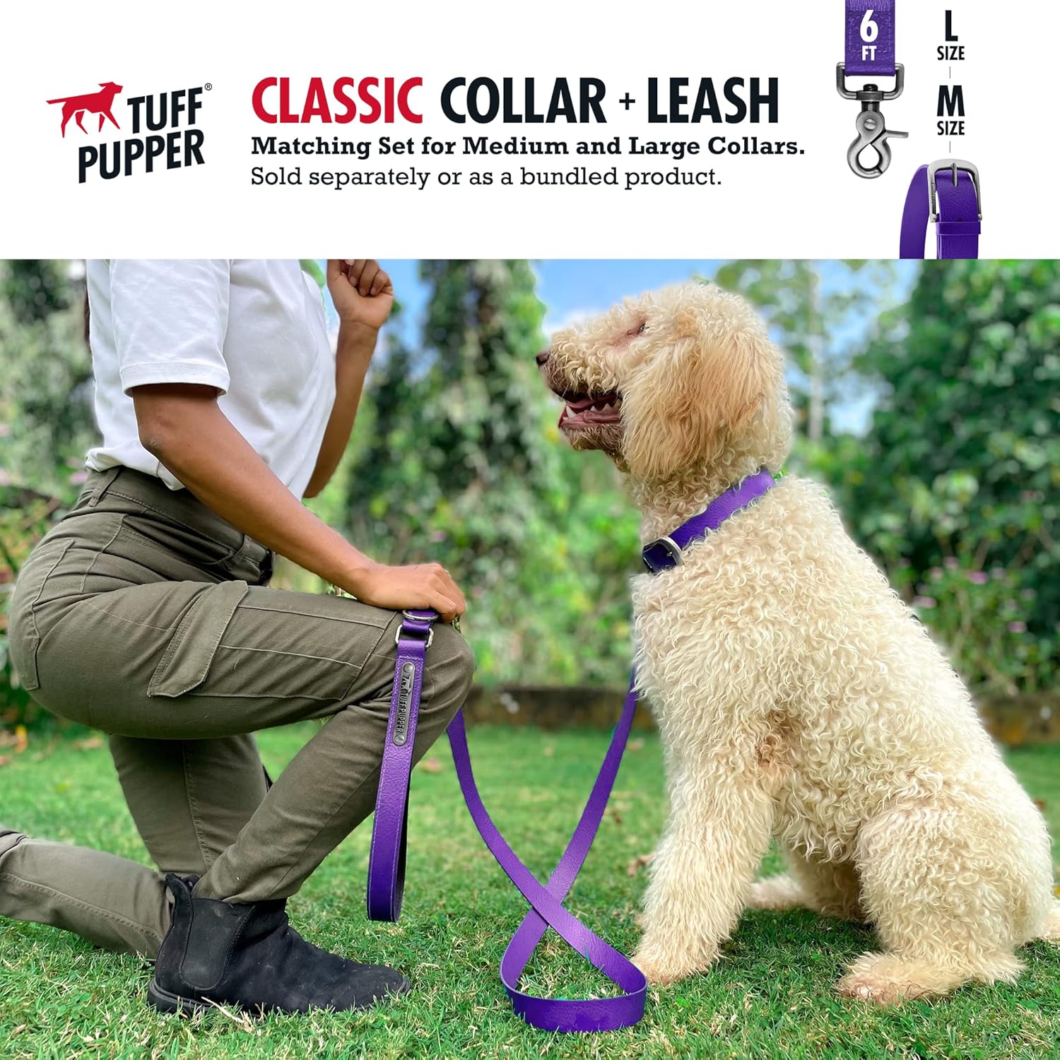 Tuff Pupper Classic Heavy Duty Dog Collar Purple - Medium - Image 7