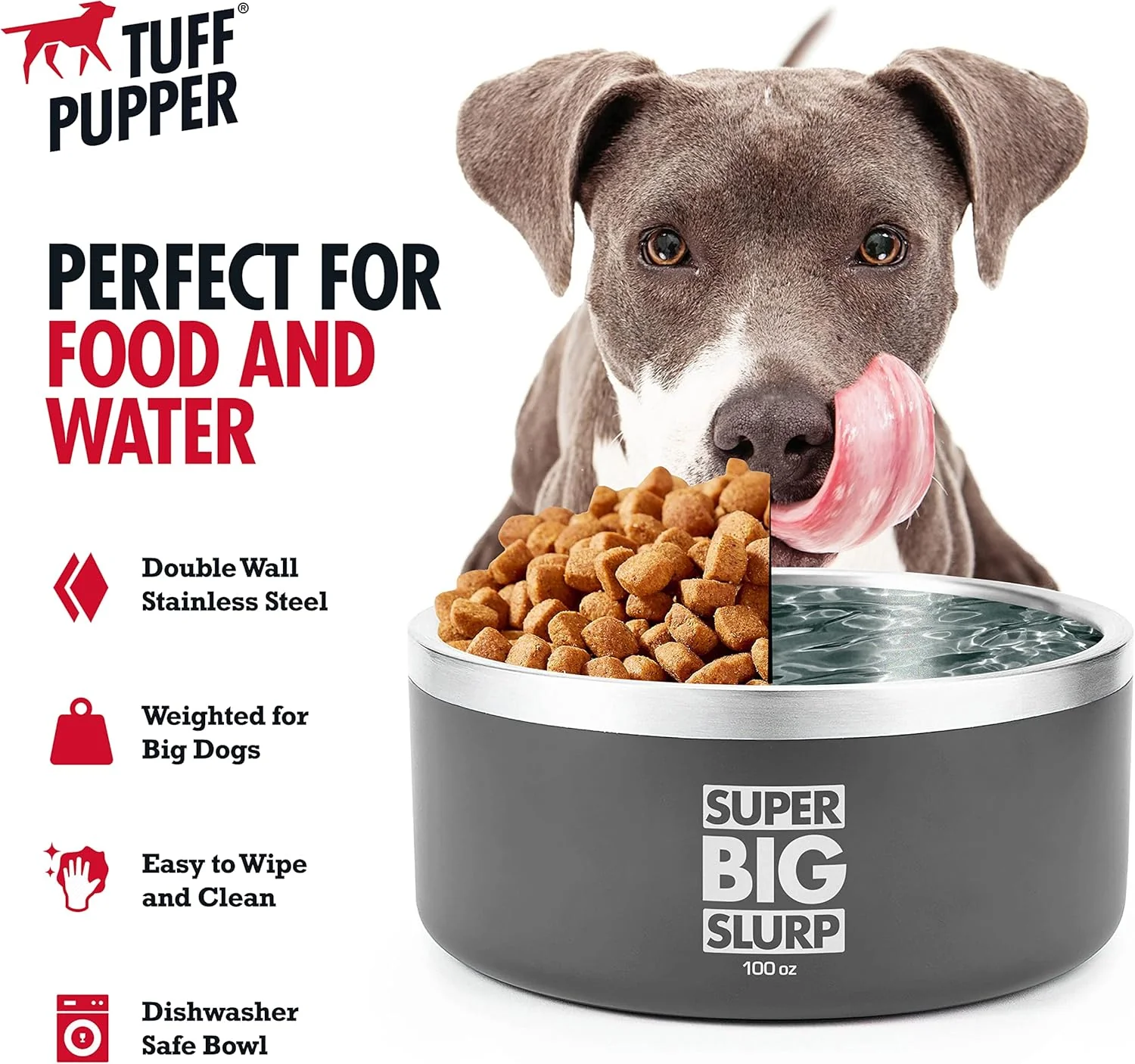 Tuff Pupper Heavy Duty Insulated Bowl for Large Dogs - 100oz (Black) - Image 7