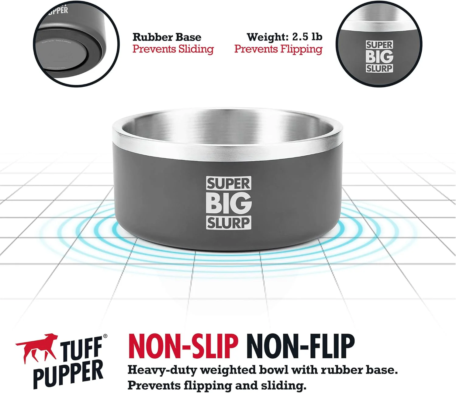 Tuff Pupper Heavy Duty Insulated Bowl for Large Dogs - 100oz (Black) - Image 8