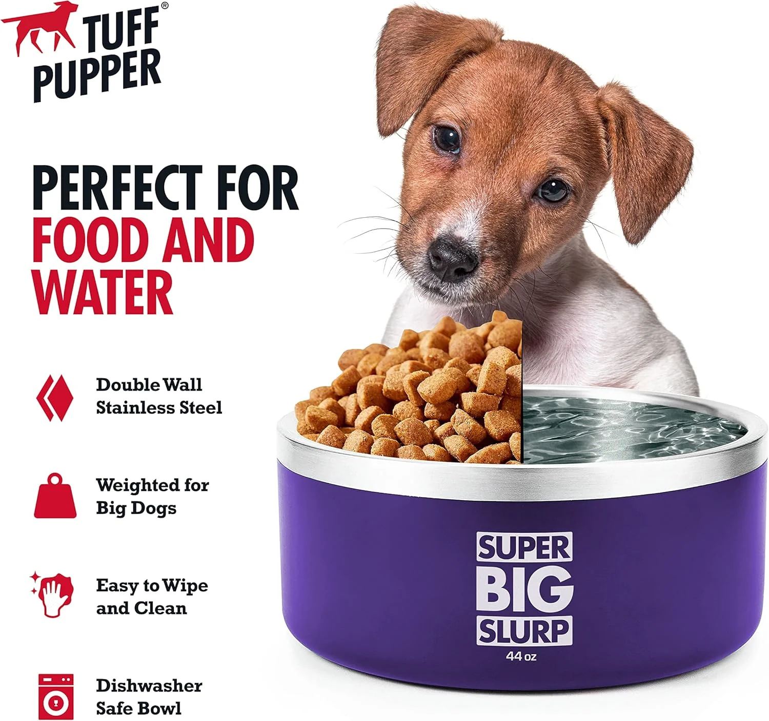 Tuff Pupper Heavy Duty Insulated Bowl for Large Dogs - 1250ml/44oz (Purple) - Image 5