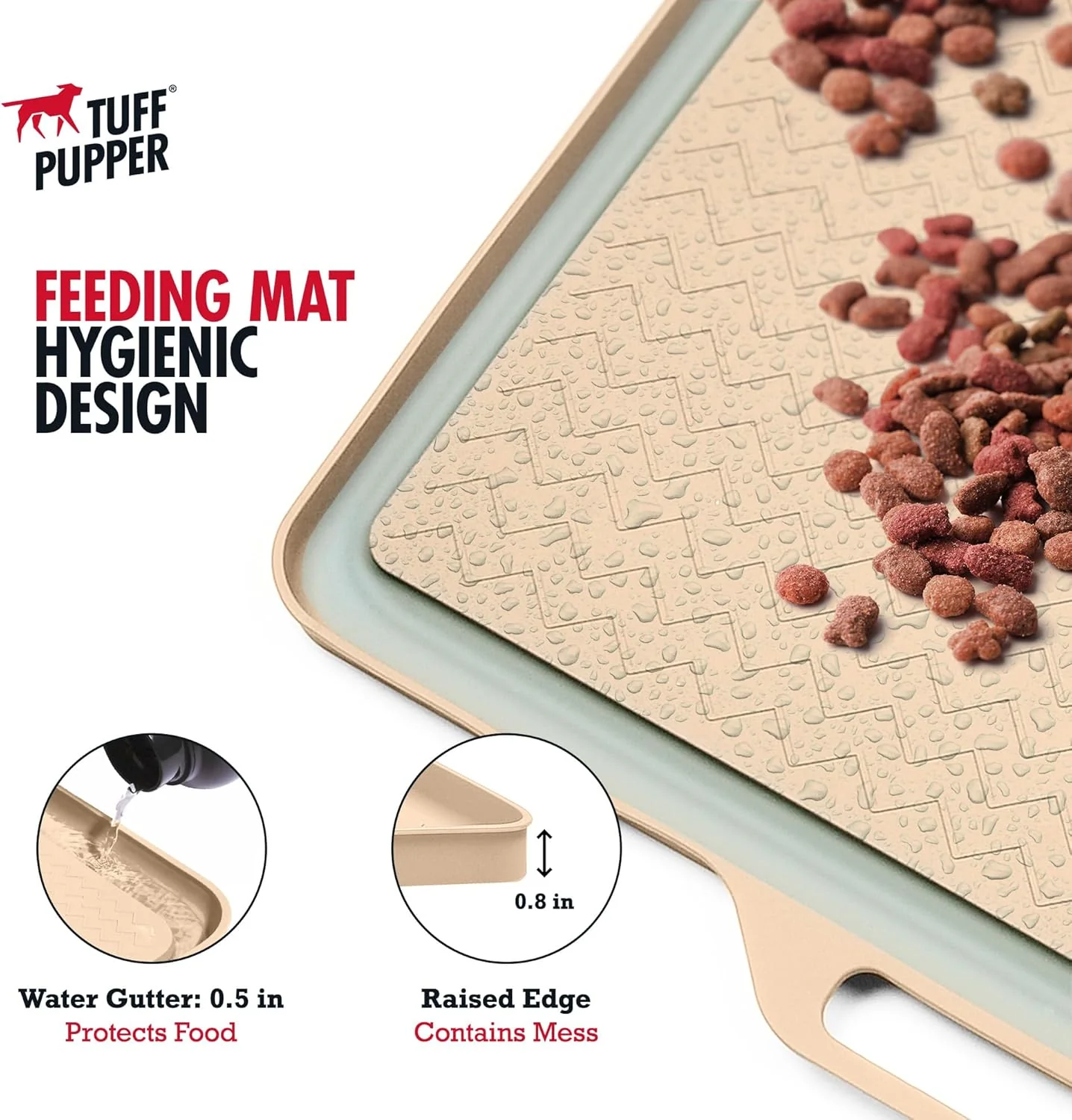 Tuff Pupper Waterproof Pet Feeding Mat - Grey (Large) - Image 3