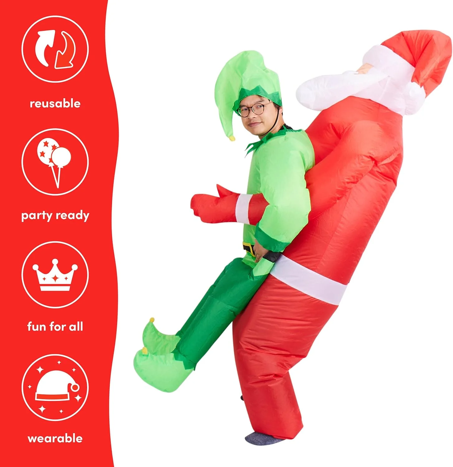 THE TWIDDLERS Christmas Inflatable Santa Carry Me Elf Adult Costume - Image 2