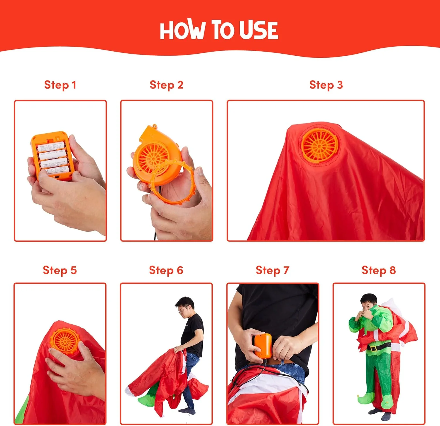 THE TWIDDLERS Christmas Inflatable Santa Carry Me Elf Adult Costume - Image 4