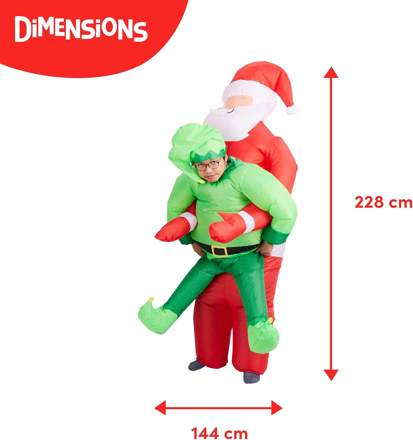 THE TWIDDLERS Christmas Inflatable Santa Carry Me Elf Adult Costume - Image 5