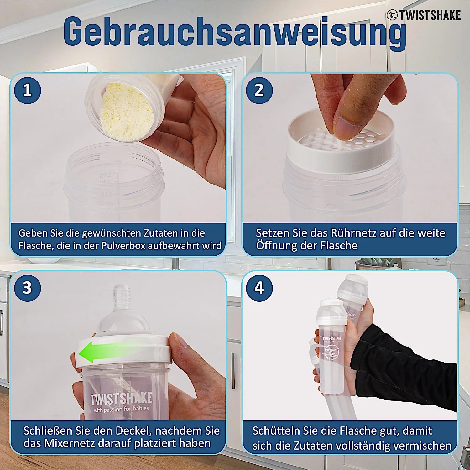 Twistshake Anti-Colic Baby Bottle with Milk Powder Container and Mixer - 330ml - Image 5