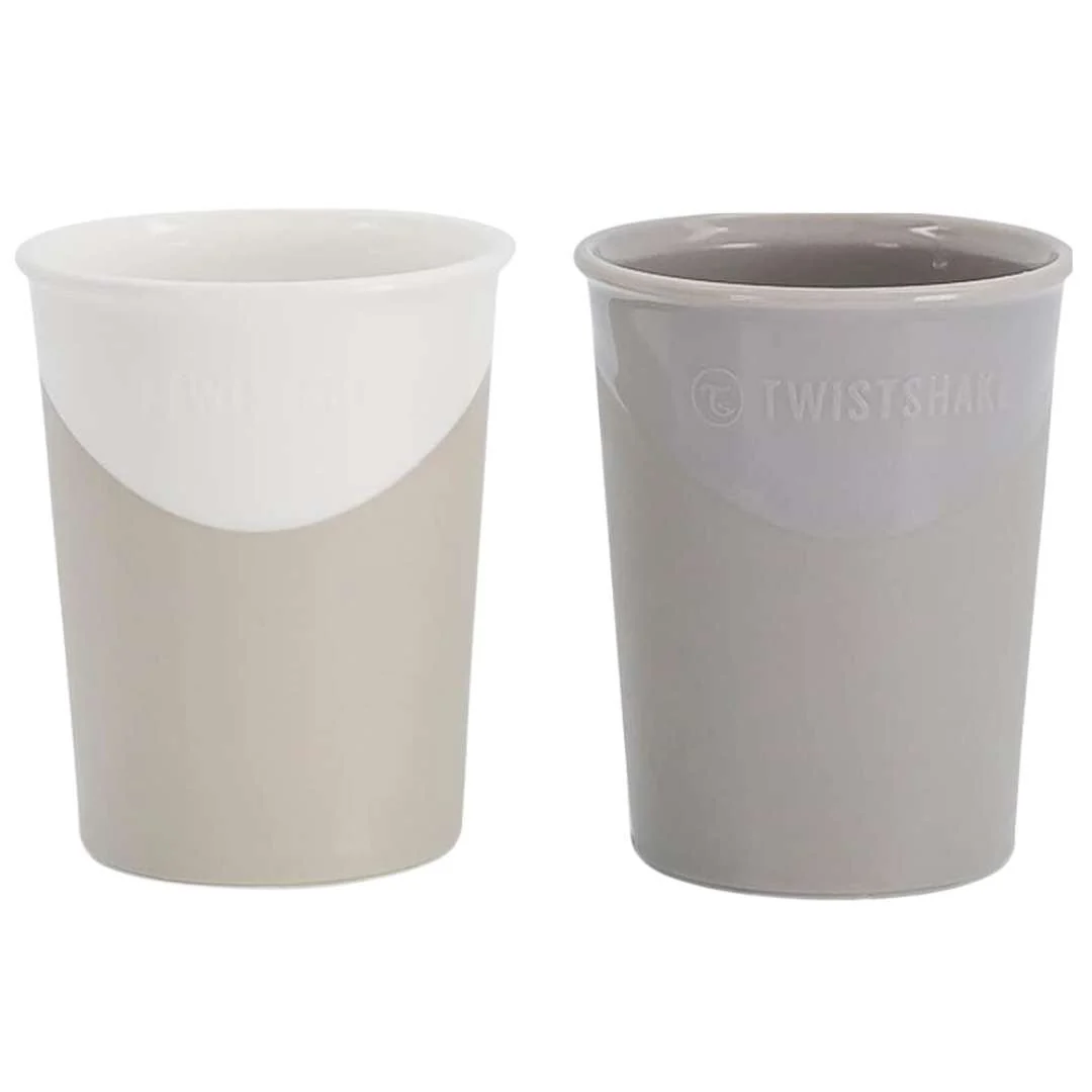 Twistshake Baby Training Drink Cups 2 Pack - 170ml (Grey/White)