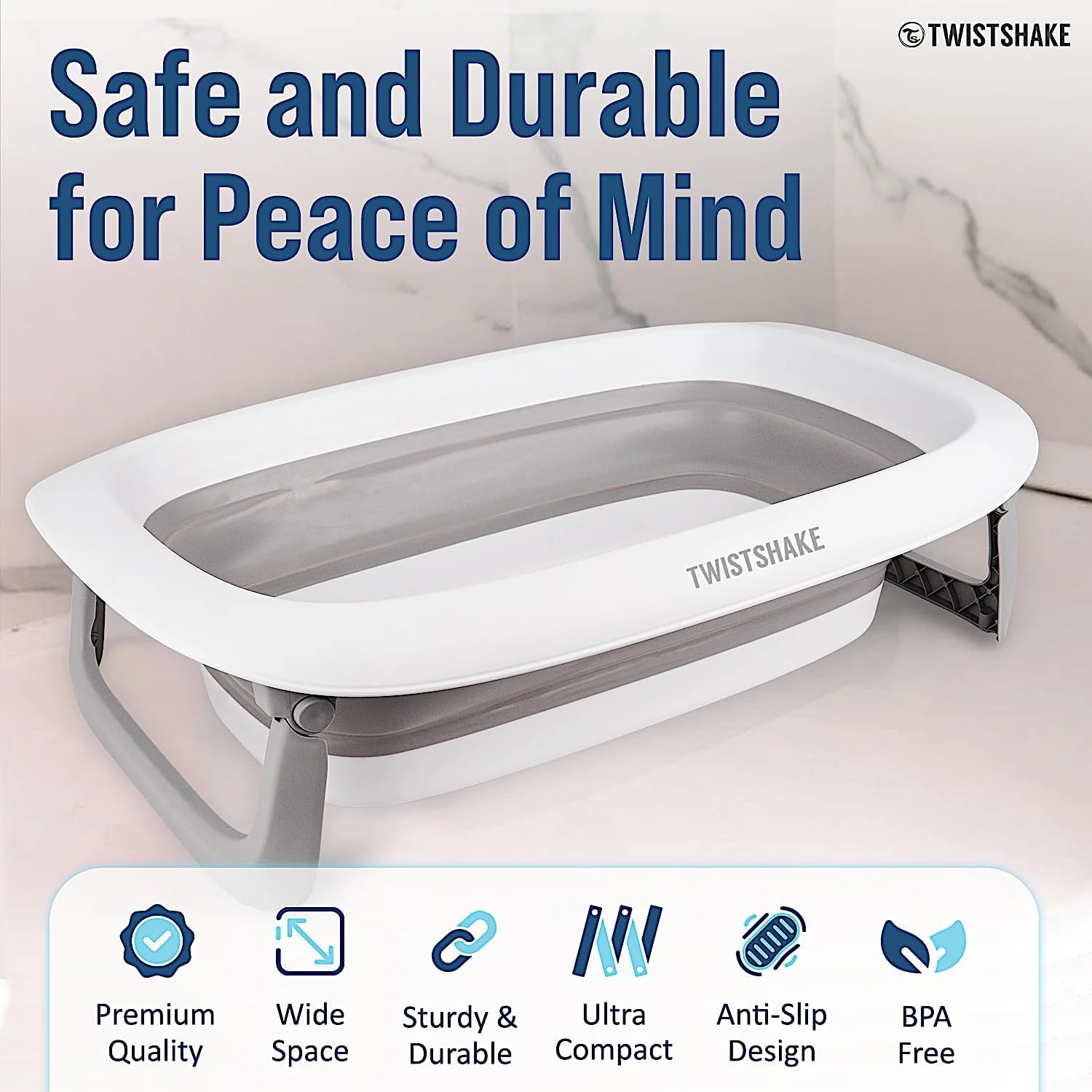 Twistshake Foldable & Non-Slip Baby Bath Tub - 0+ Months - Image 6