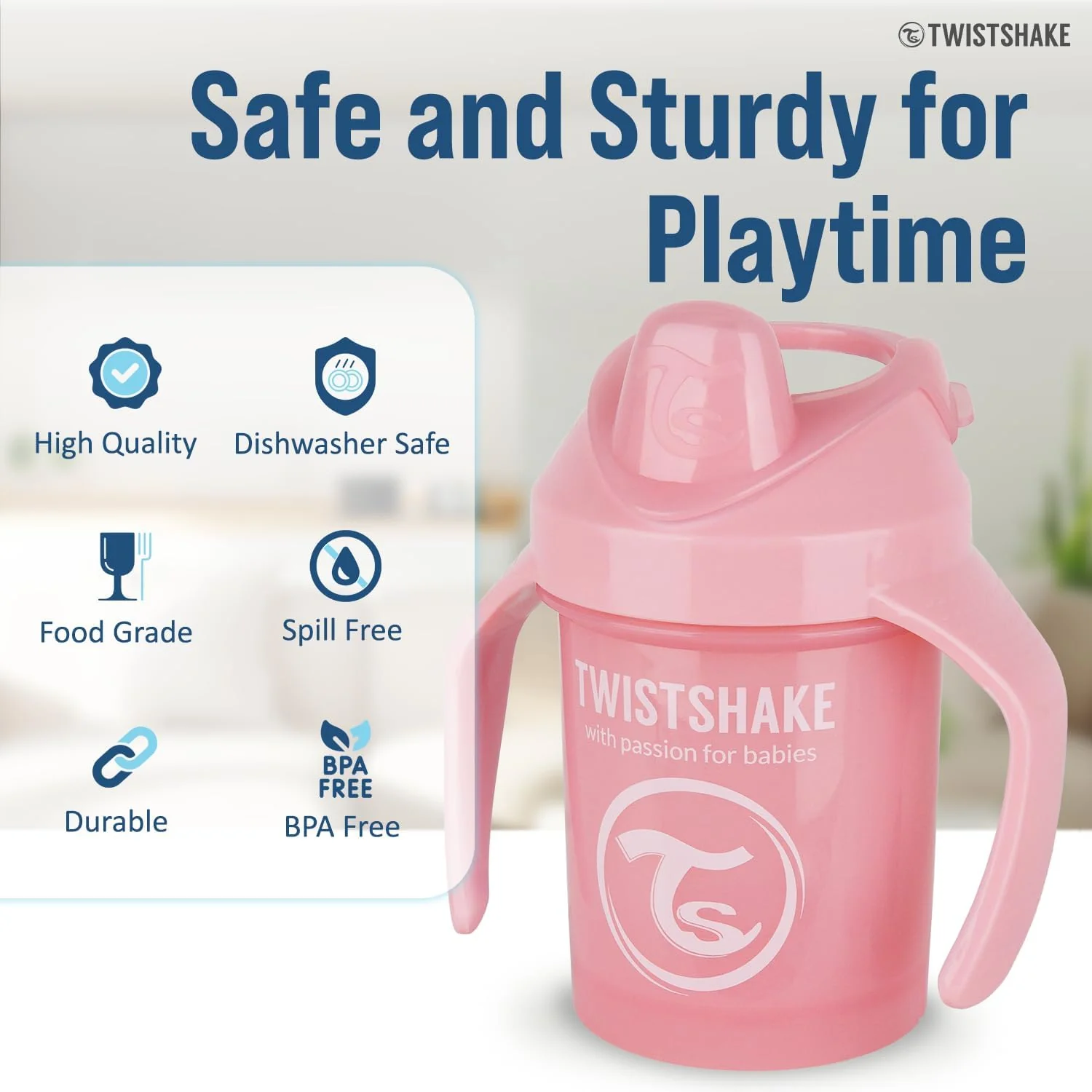 Twistshake Mini Cup Non-Spill with Fruit Mixer - 230ml (Pink) - Image 4