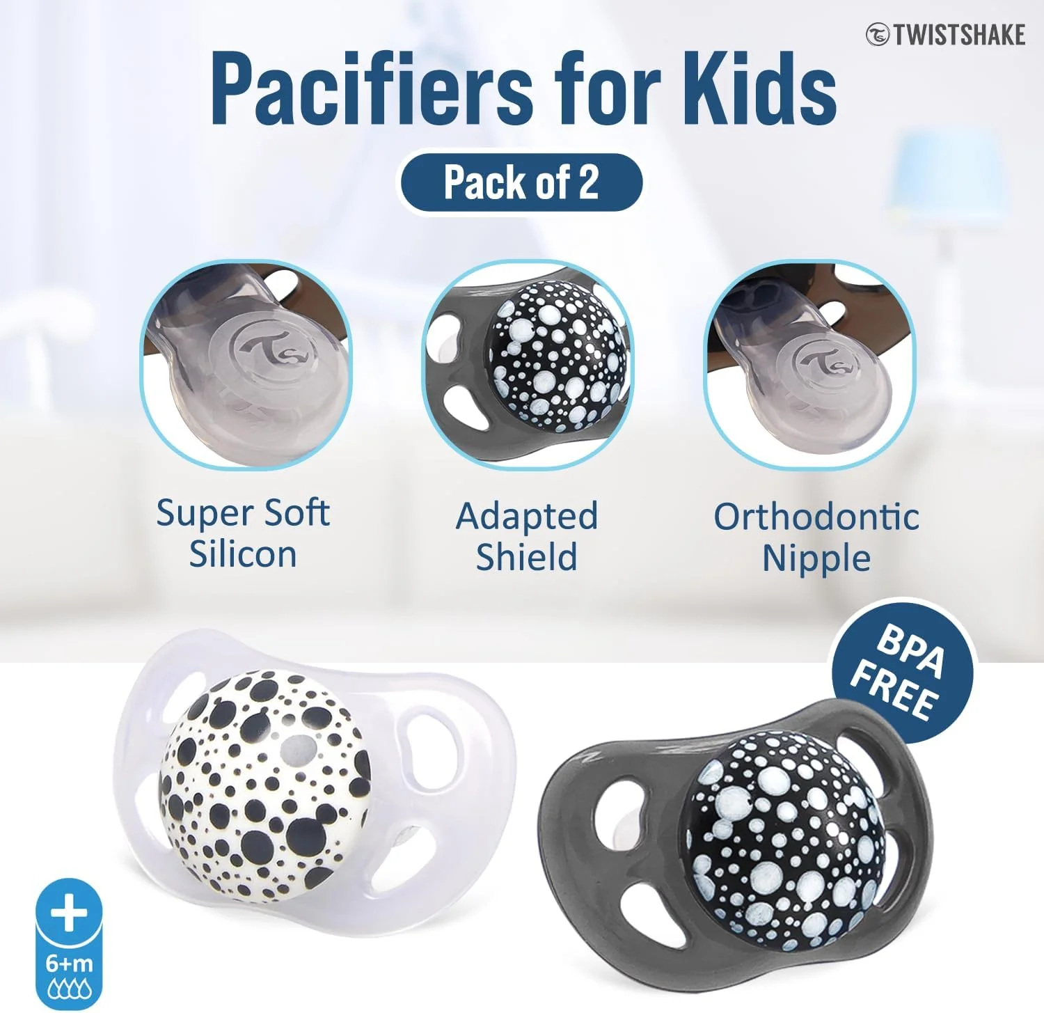 Twistshake Pacifier - Black/White (2 Pack) 6M+ - Image 5