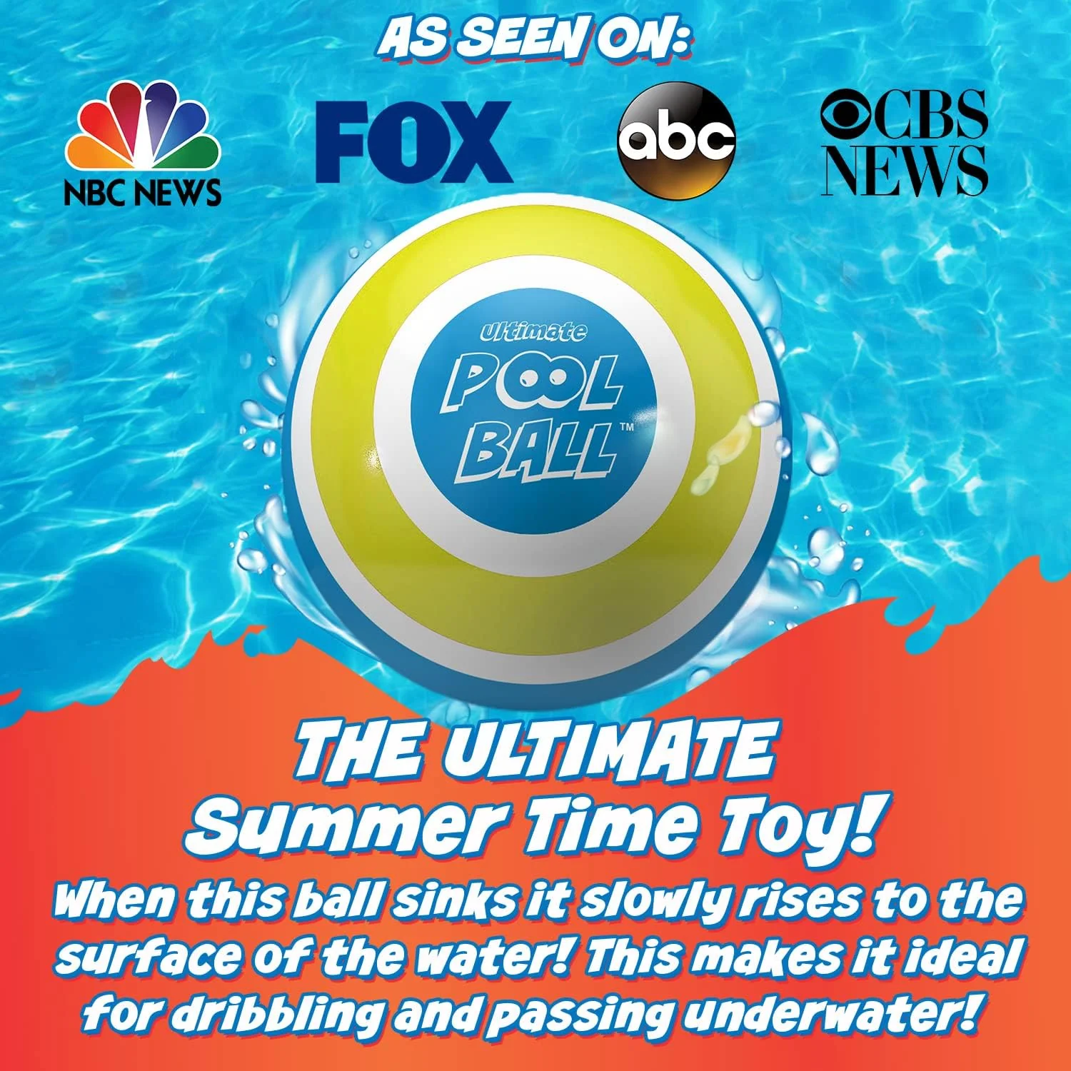 Ultimate Pool Ball - Fill it with Water for Underwater Action (Yellow/Cyan) - Image 2