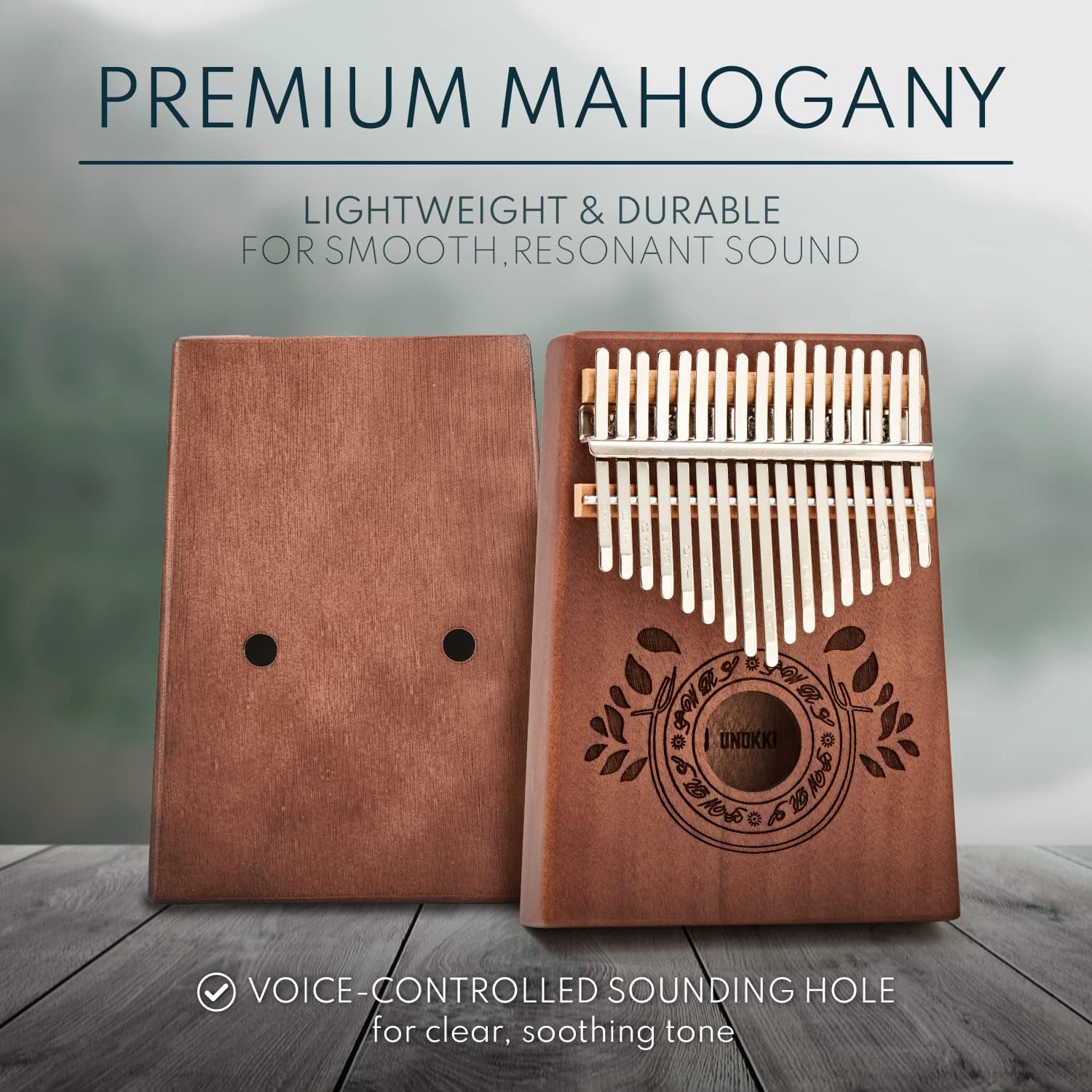 UNOKKI Kalimba 17 Key Thumb Piano - Chocolate Brown - Image 2