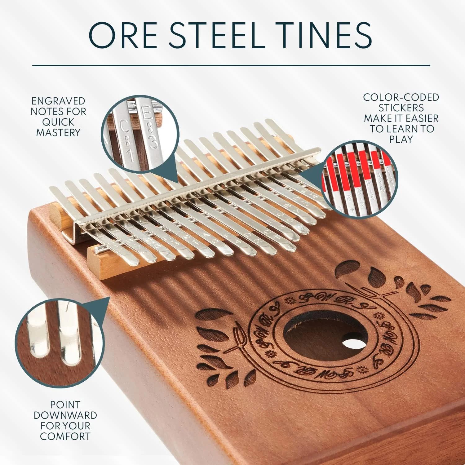 UNOKKI Kalimba 17 Key Thumb Piano - Chocolate Brown - Image 3
