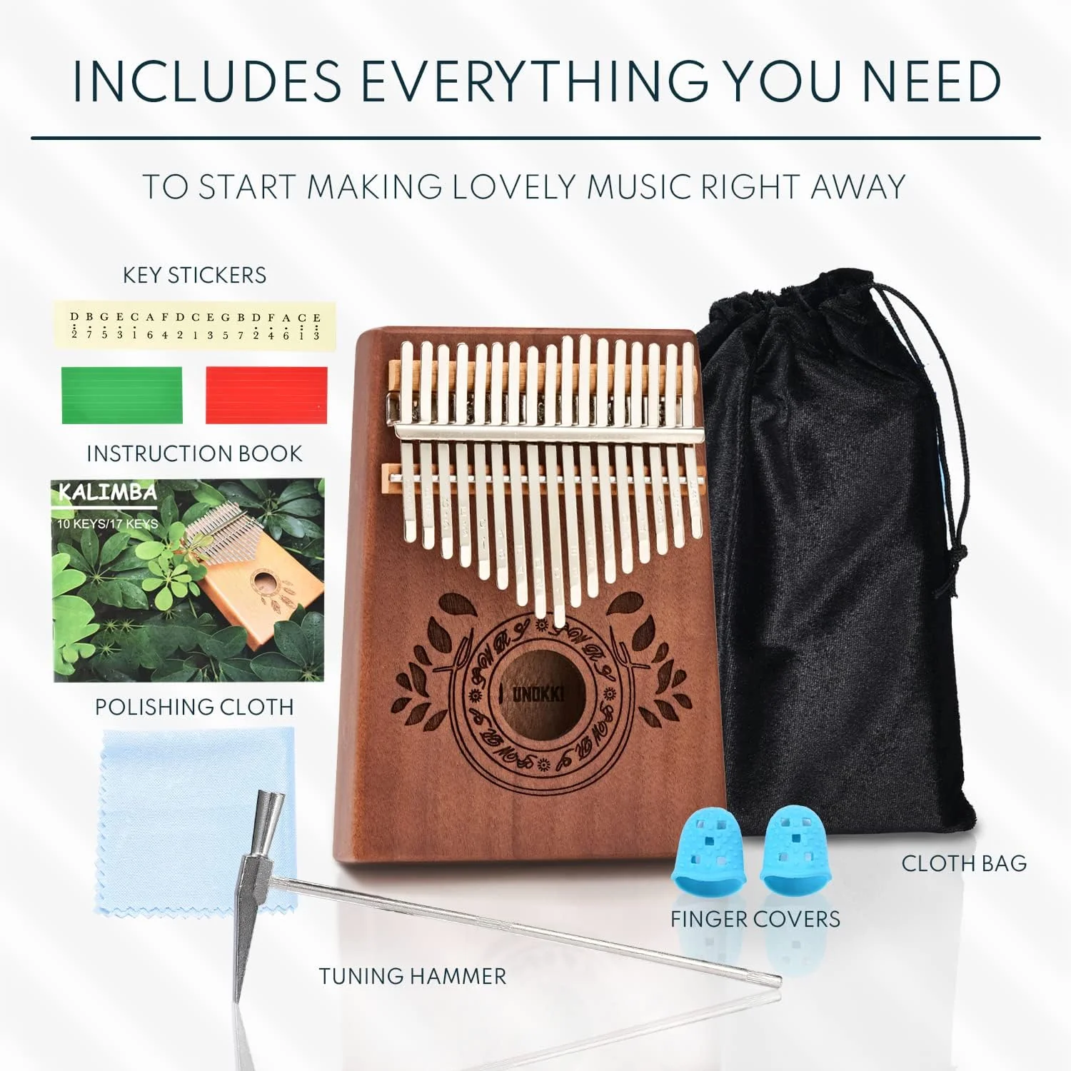 UNOKKI Kalimba 17 Key Thumb Piano - Chocolate Brown - Image 5