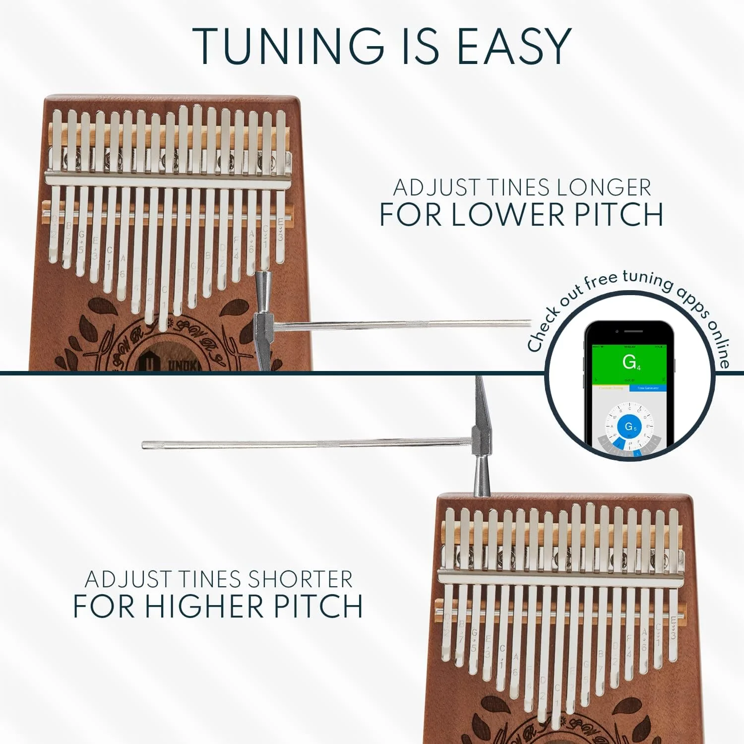 UNOKKI Kalimba 17 Key Thumb Piano - Chocolate Brown - Image 7