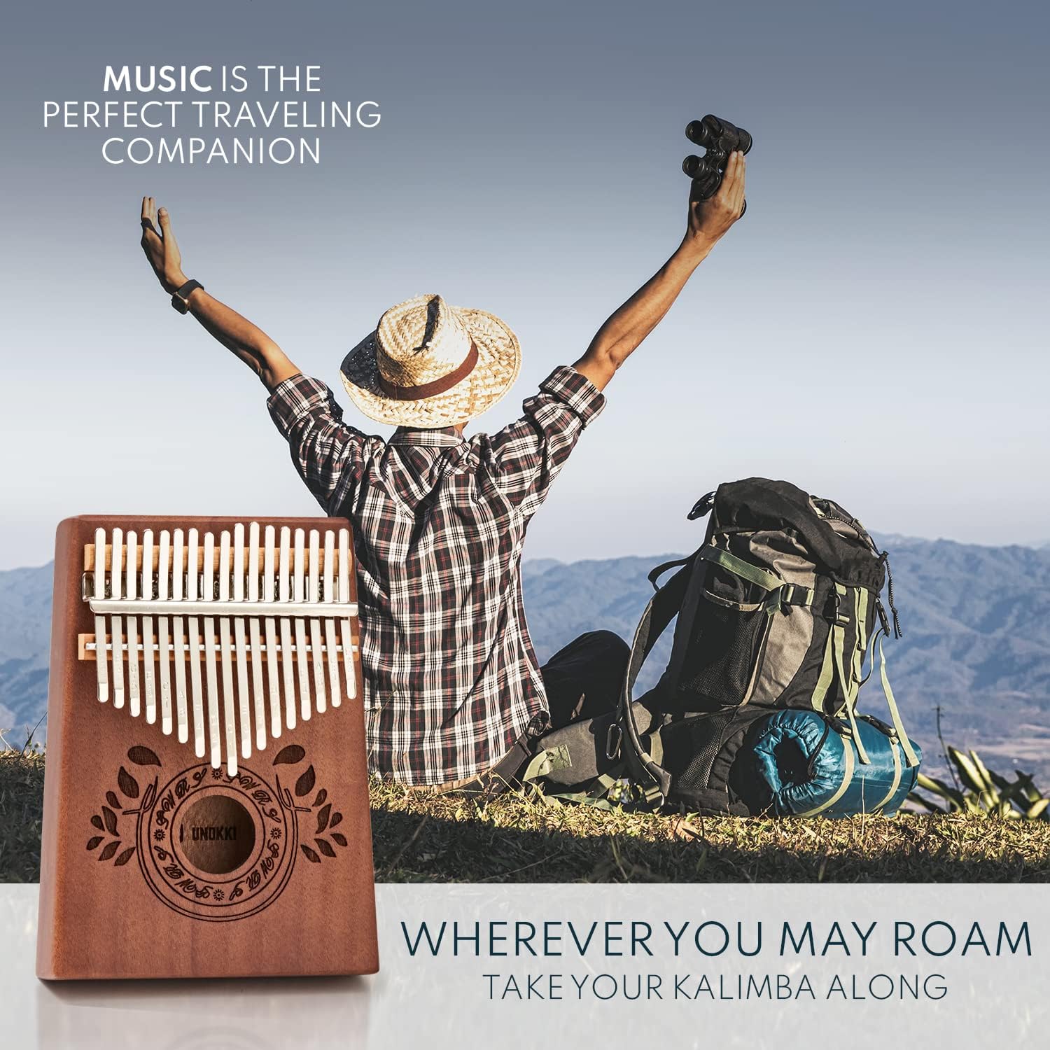 UNOKKI Kalimba 17 Key Thumb Piano - Chocolate Brown - Image 8