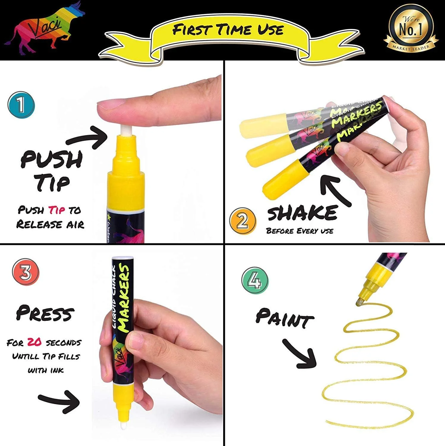 Vaci Chalk Markers Pack of 8 + Chalkboard Tape - Image 2